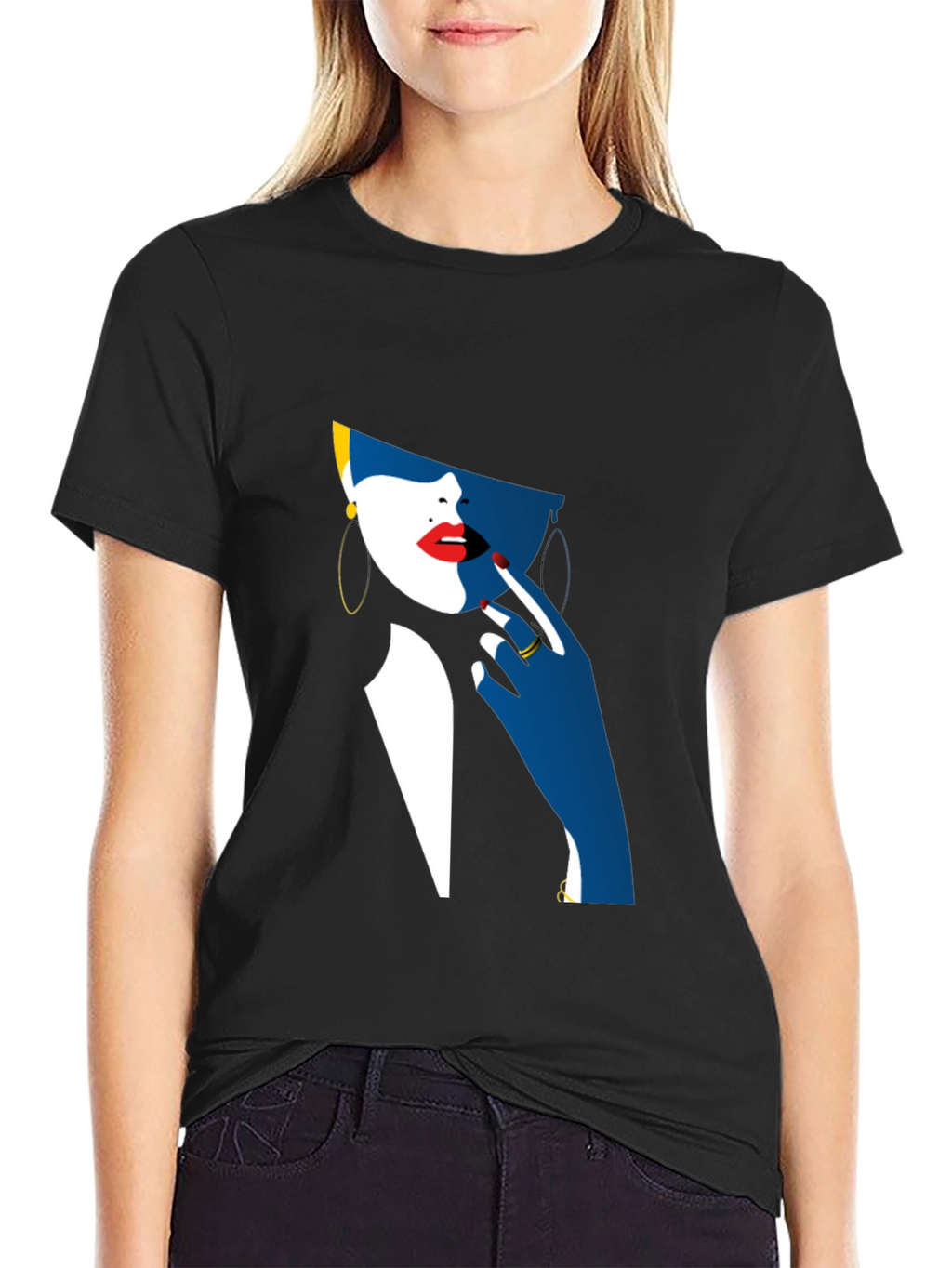 Abstract Woman Graphic Black T-Shirt