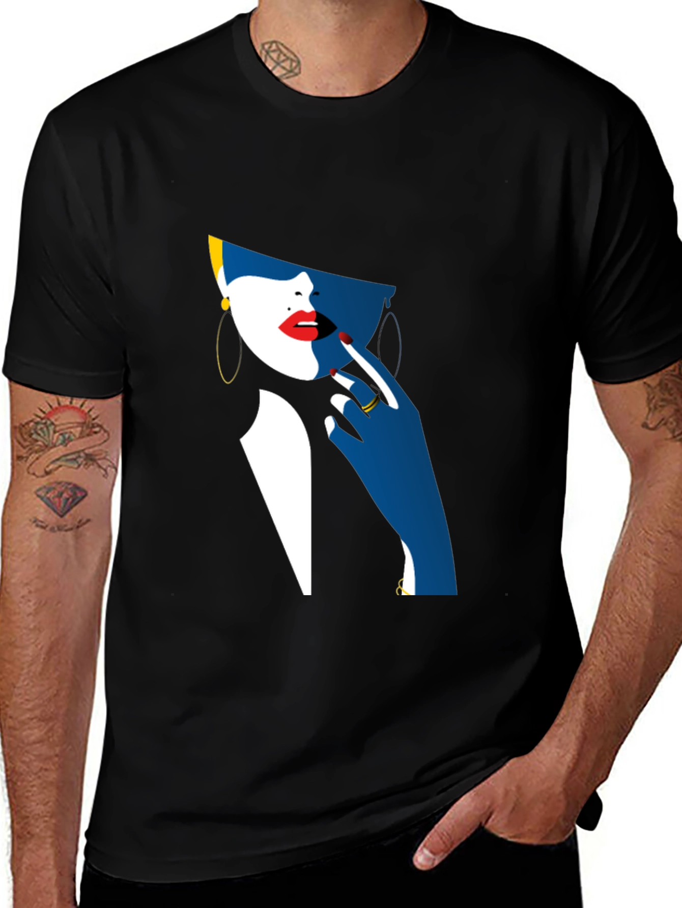Abstract Woman Graphic Black T-Shirt