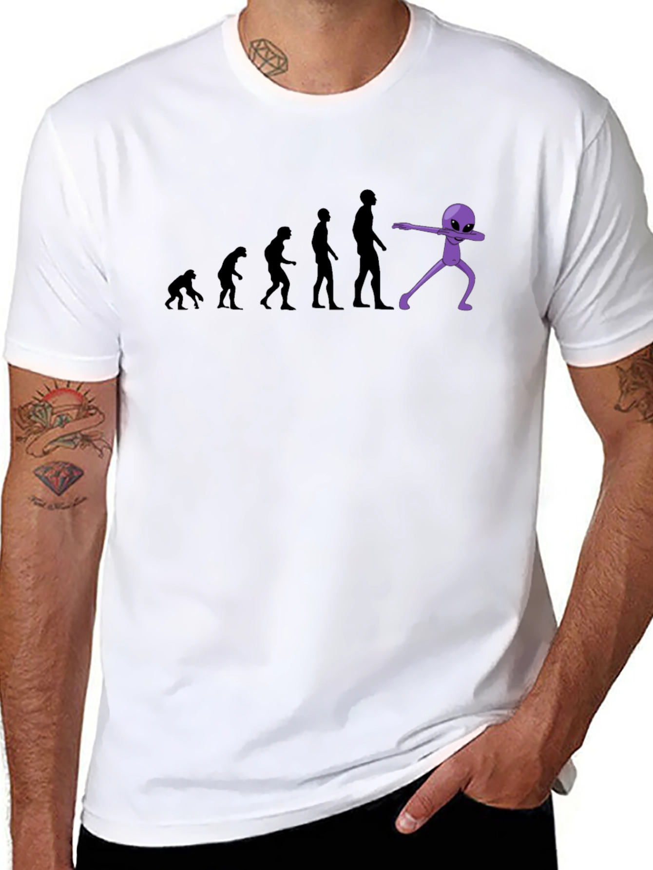 Evolution to Alien Dab Funny Graphic T-Shirt
