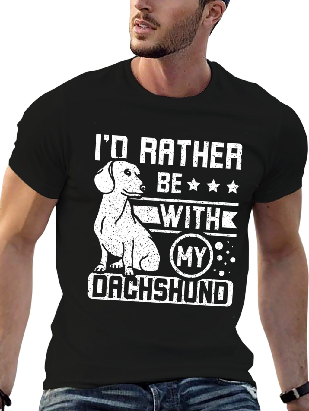 Dachshund Lover T-Shirt Id Rather Be With My Dog