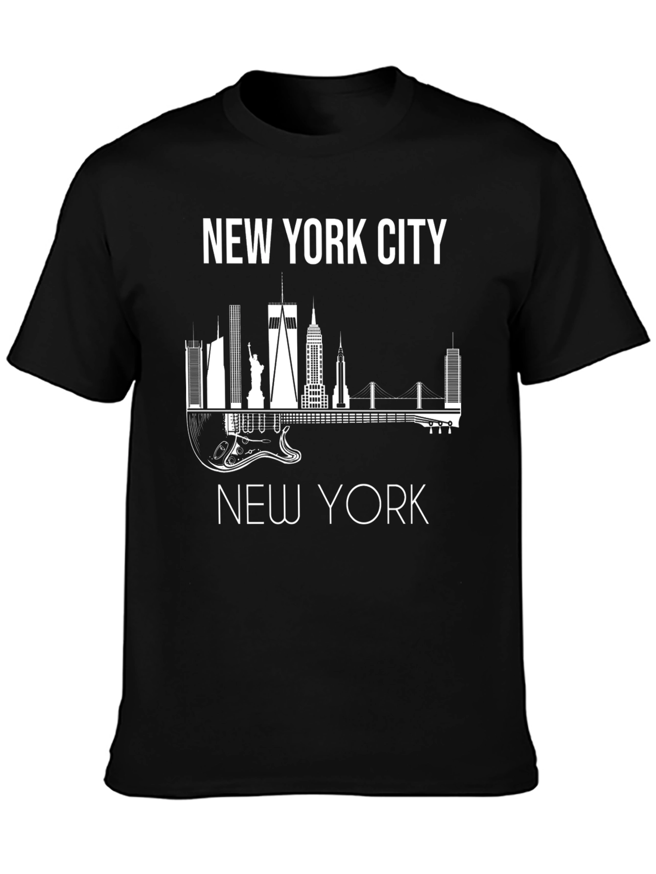New York City Skyline Guitar Graphic Tee