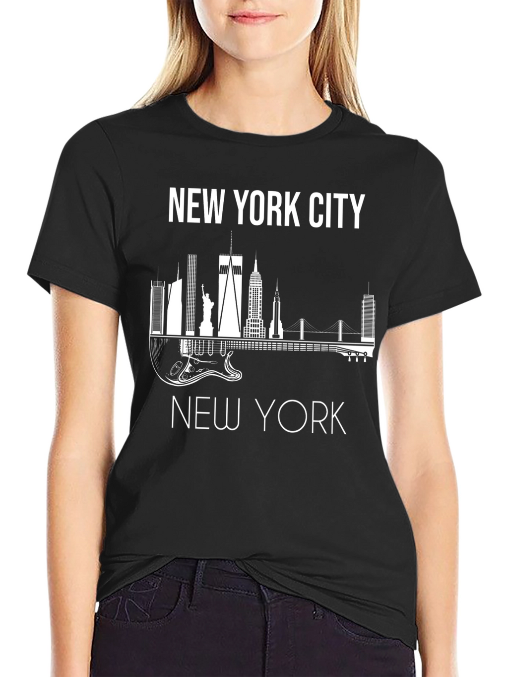 New York City Skyline Guitar Graphic Tee