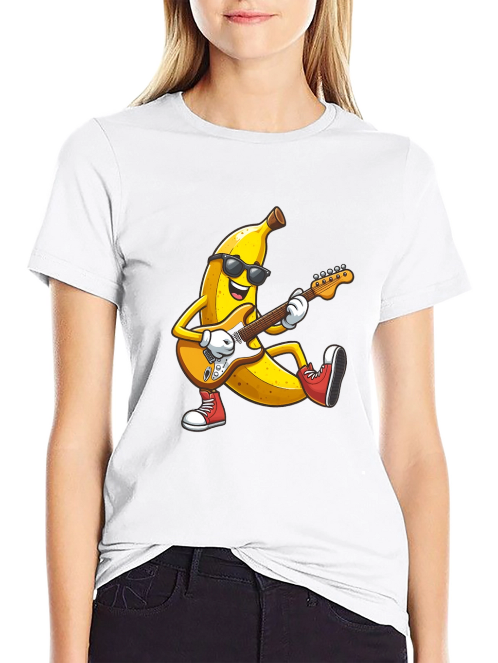 Banana Rocker T-Shirt - Cool Fruit Guitarist Tee