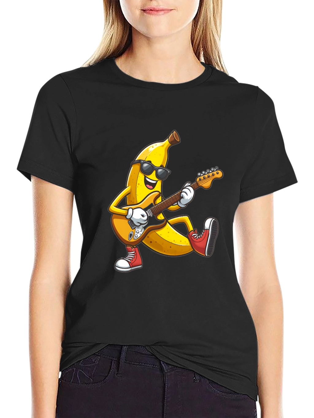 Banana Rocker T-Shirt - Cool Fruit Guitarist Tee