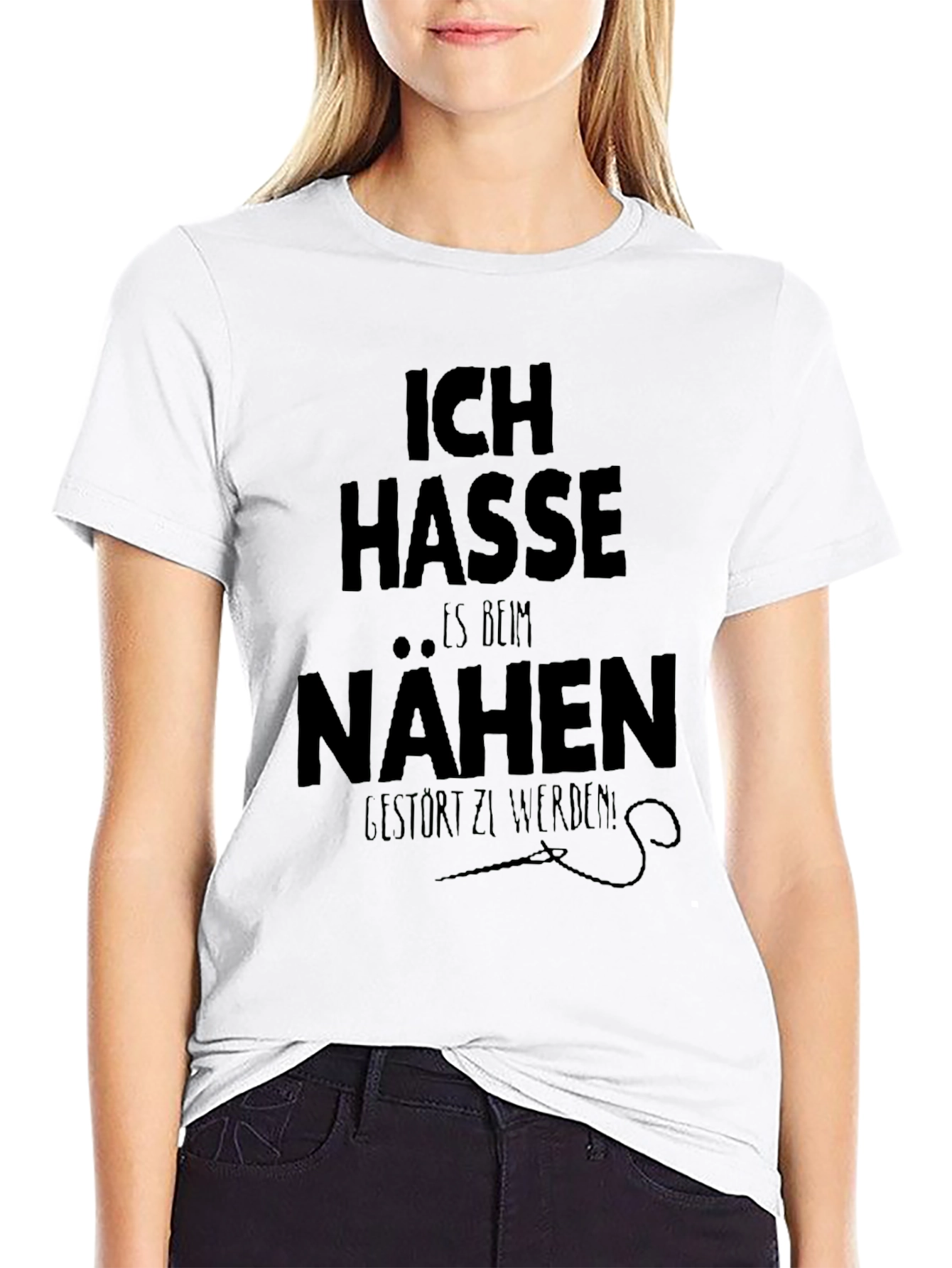 Ich Hasse Nähen Graphic T-Shirt - Black