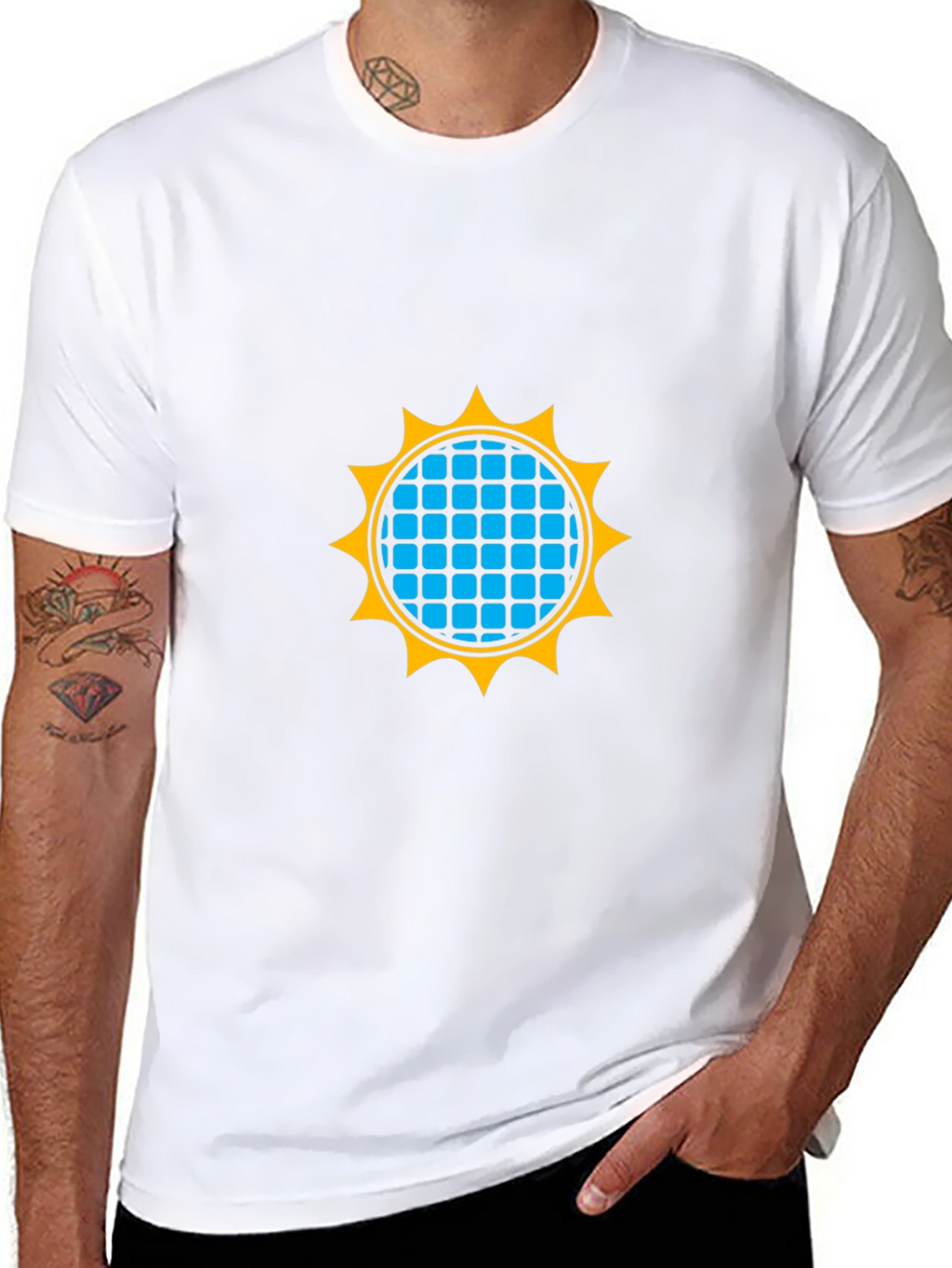 Geometric Sun Graphic Black T-Shirt
