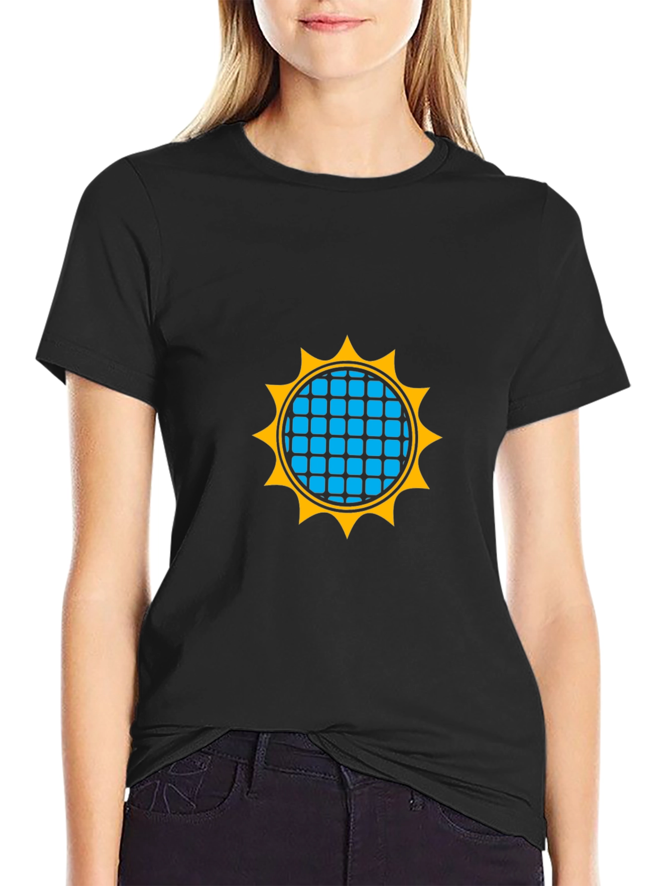 Geometric Sun Graphic Black T-Shirt
