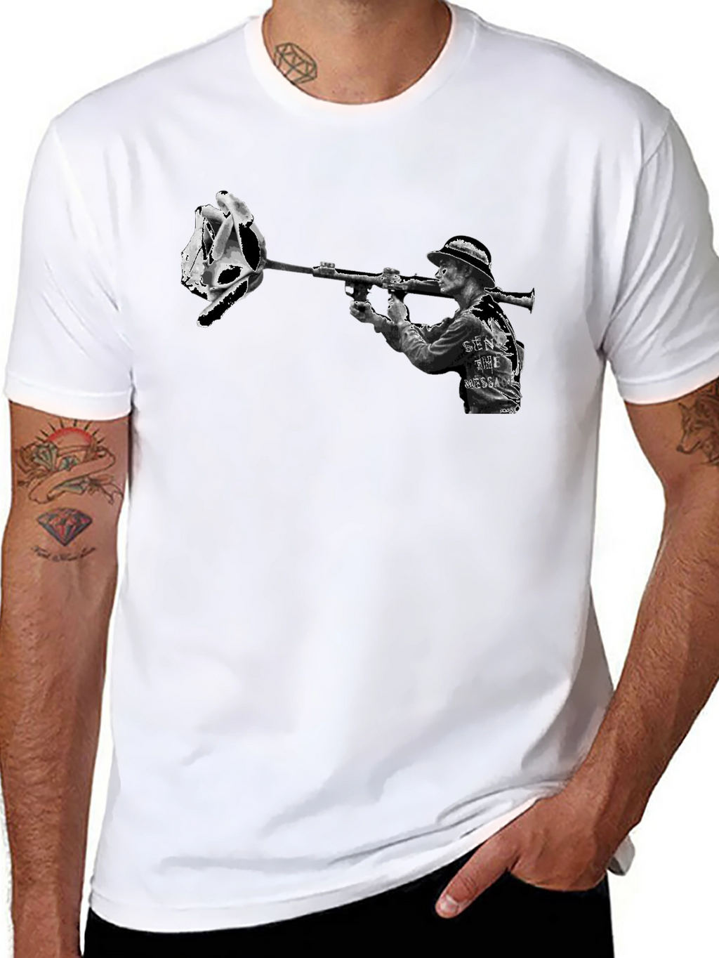 Edgy Graphic Tee - Skull Rose Bazooka