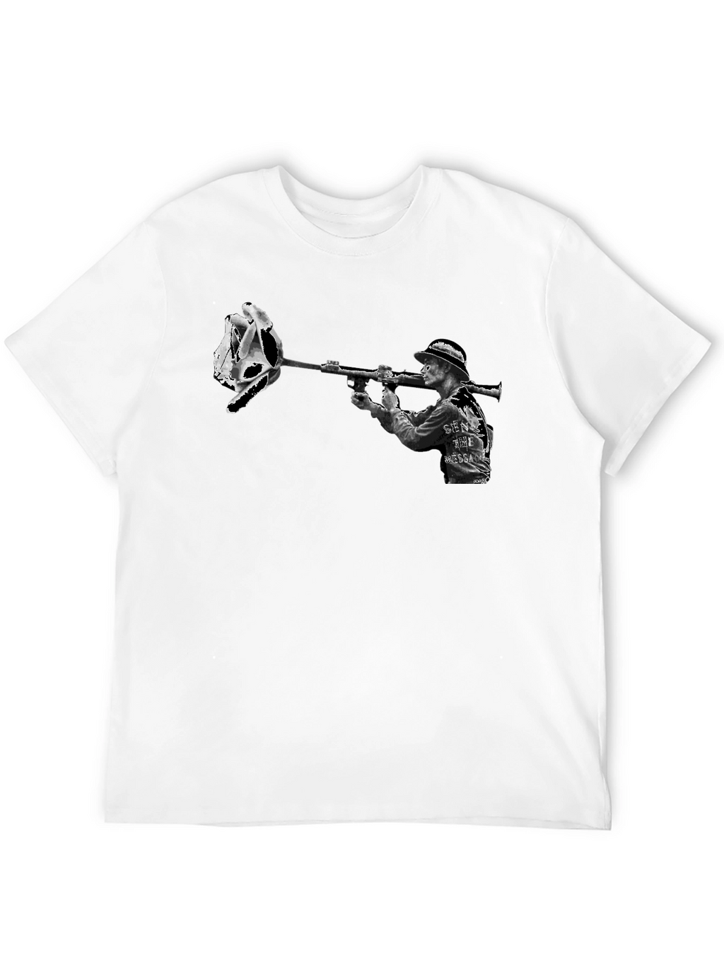 Edgy Graphic Tee - Skull Rose Bazooka