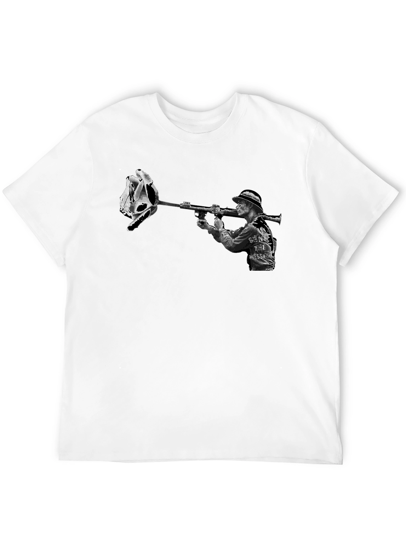 Edgy Graphic Tee - Skull Rose Bazooka