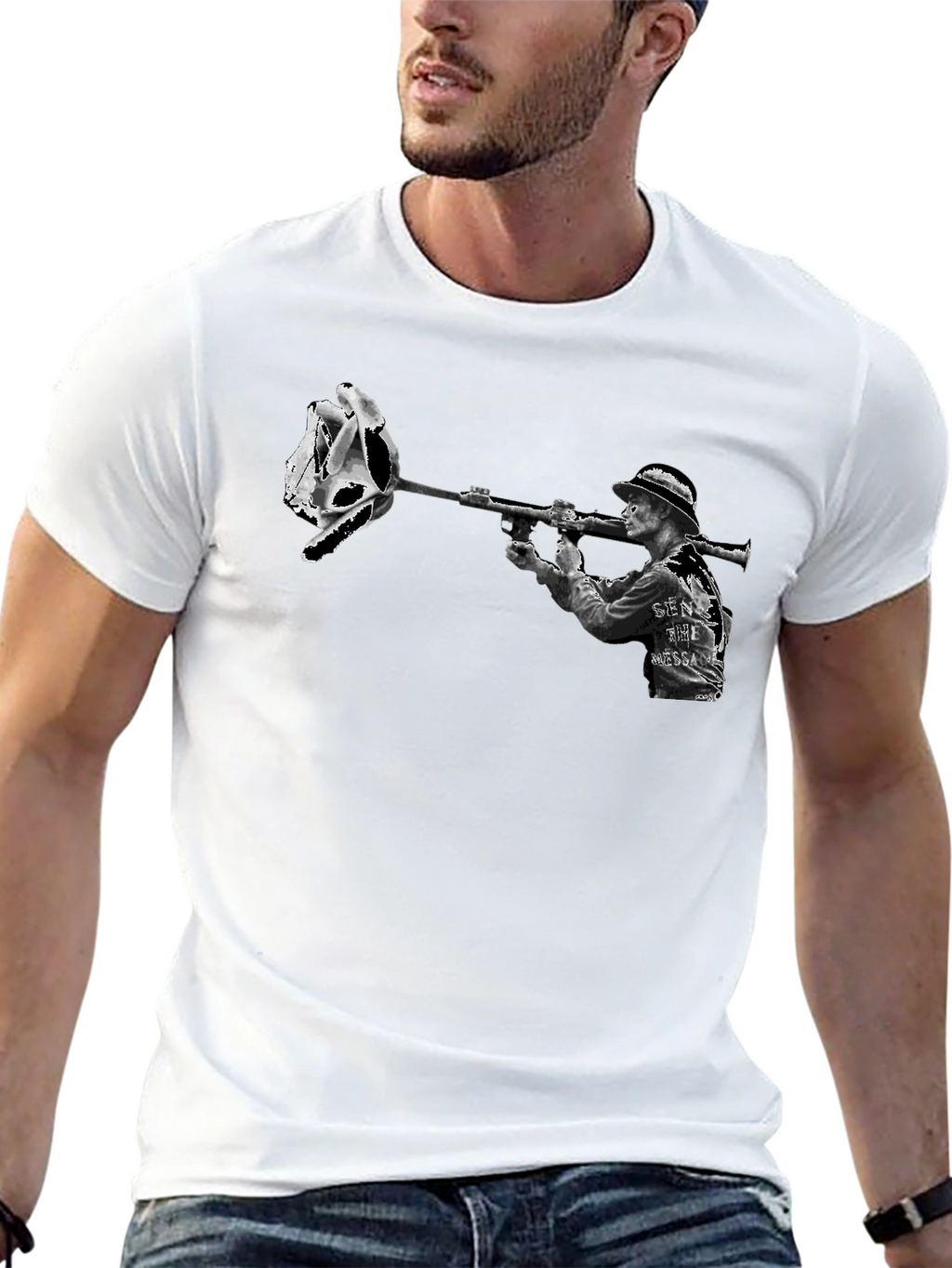 Edgy Graphic Tee - Skull Rose Bazooka