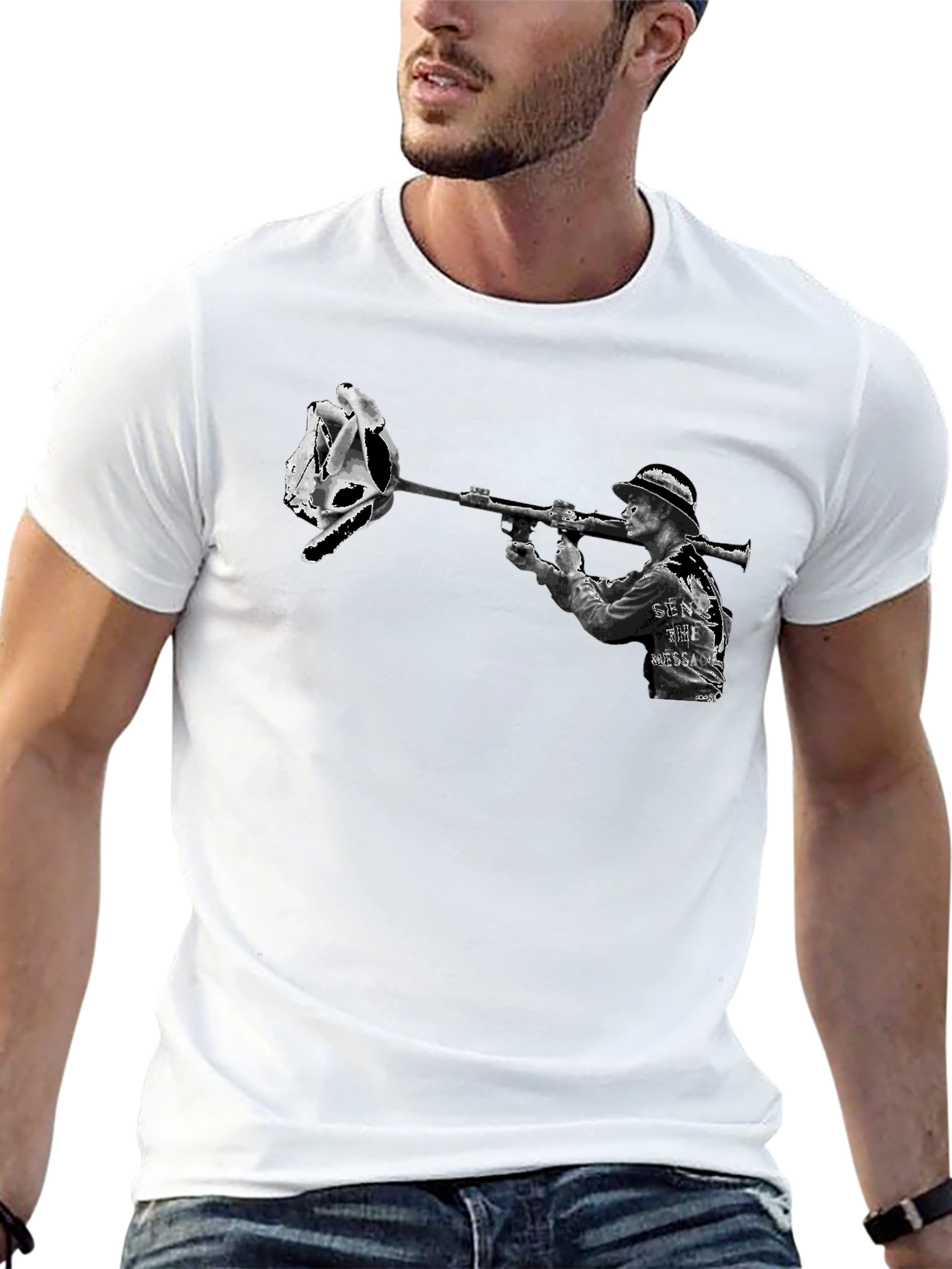 Edgy Graphic Tee - Skull Rose Bazooka