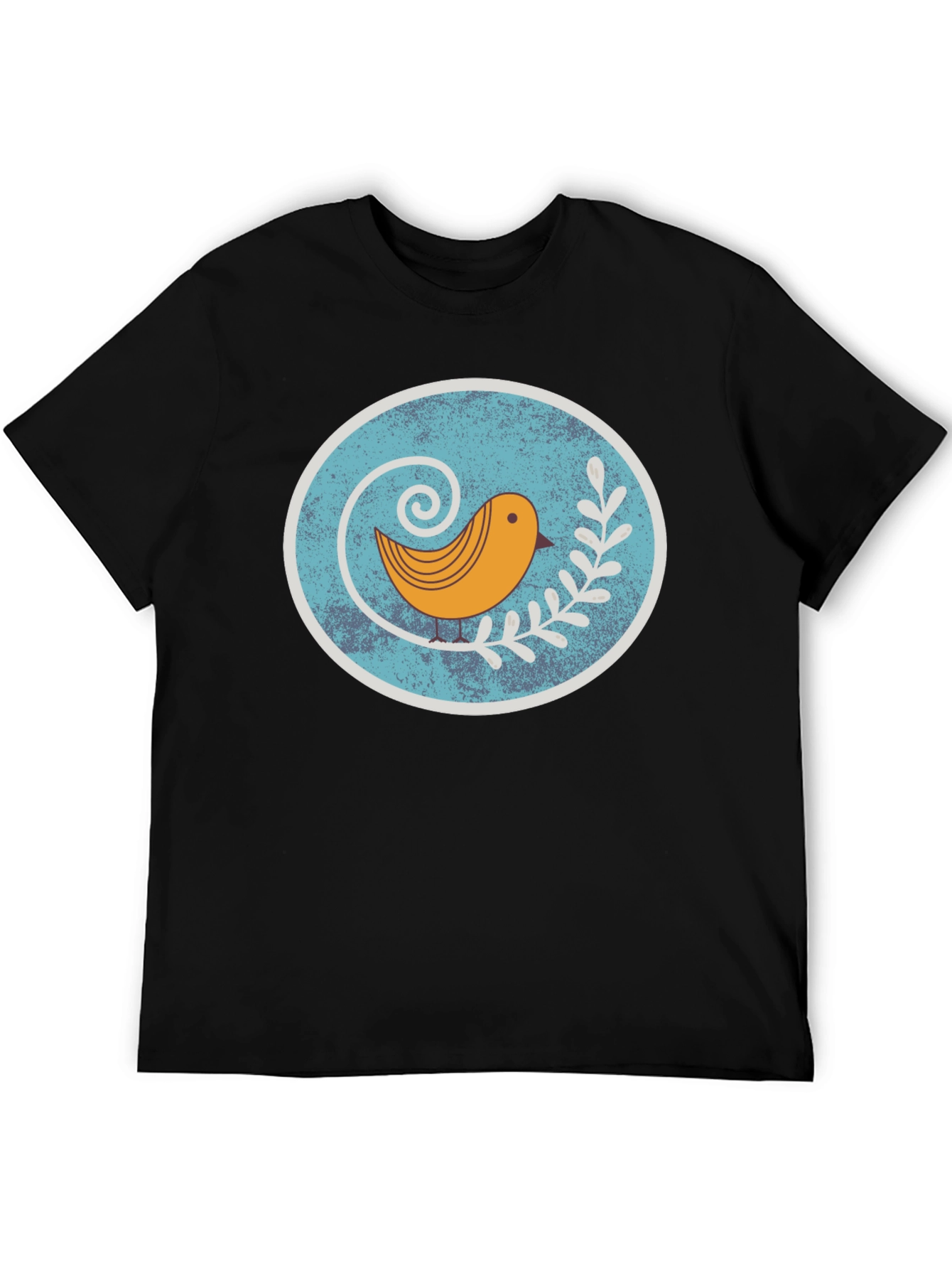 Bird Graphic Tee - Retro Style Bird on Branch T-Shirt