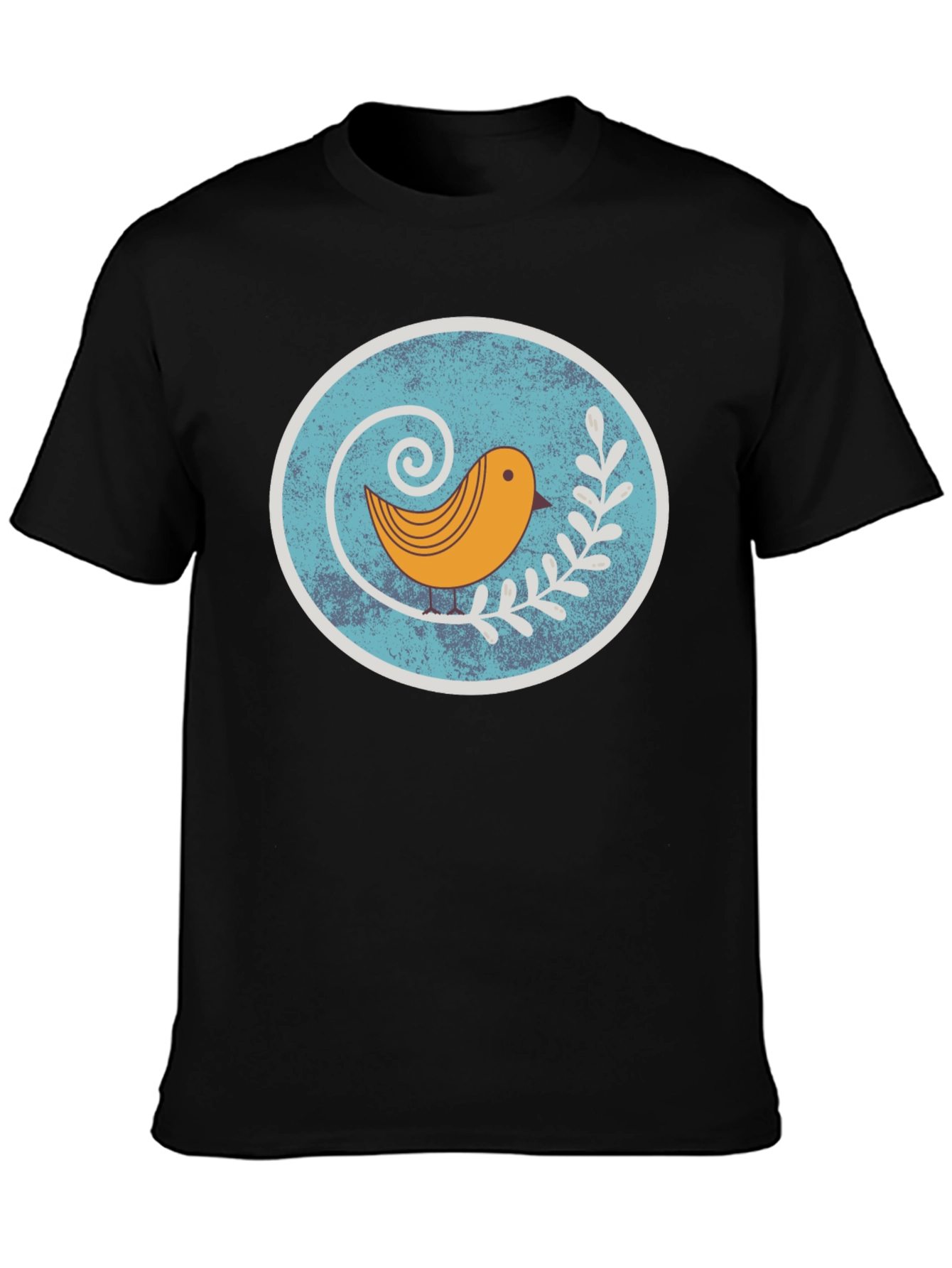 Bird Graphic Tee - Retro Style Bird on Branch T-Shirt