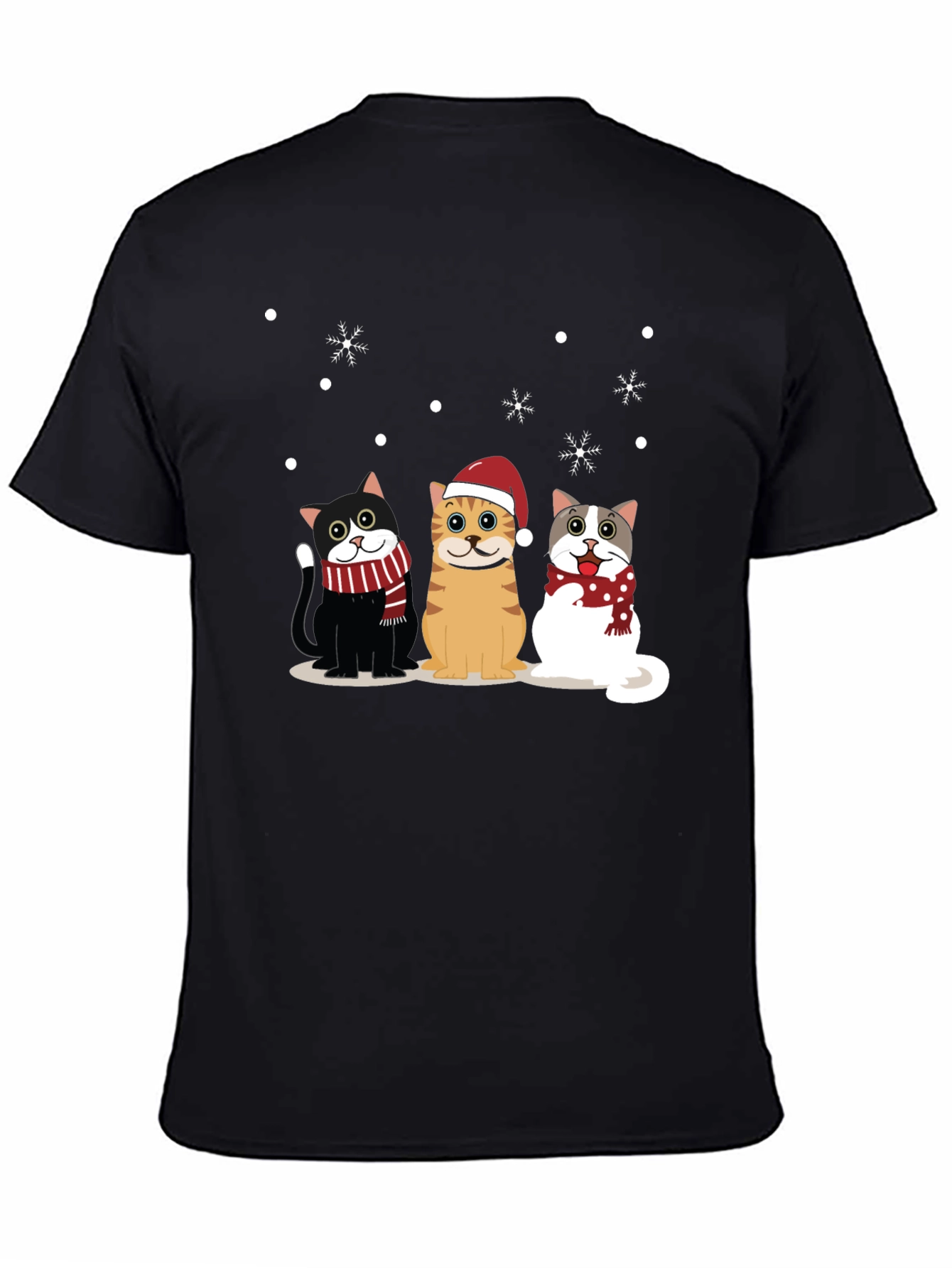 Holiday Cats Black T-Shirt