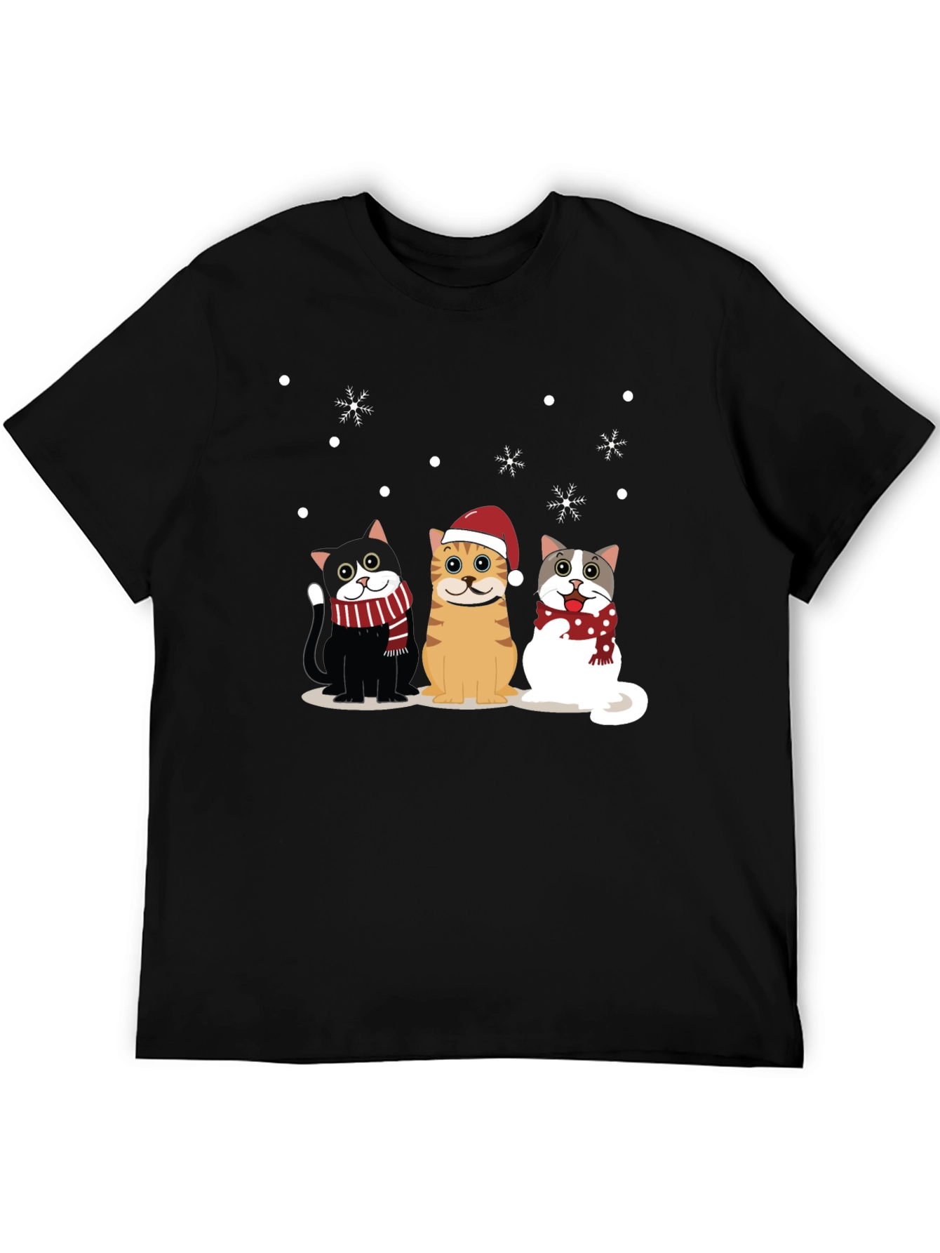 Holiday Cats Black T-Shirt