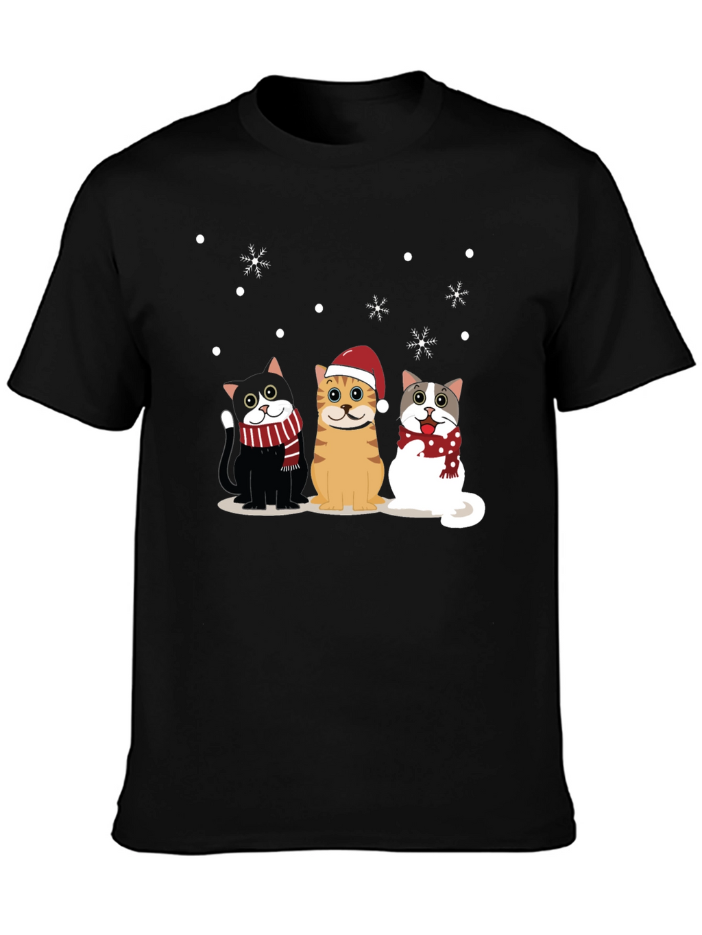 Holiday Cats Black T-Shirt