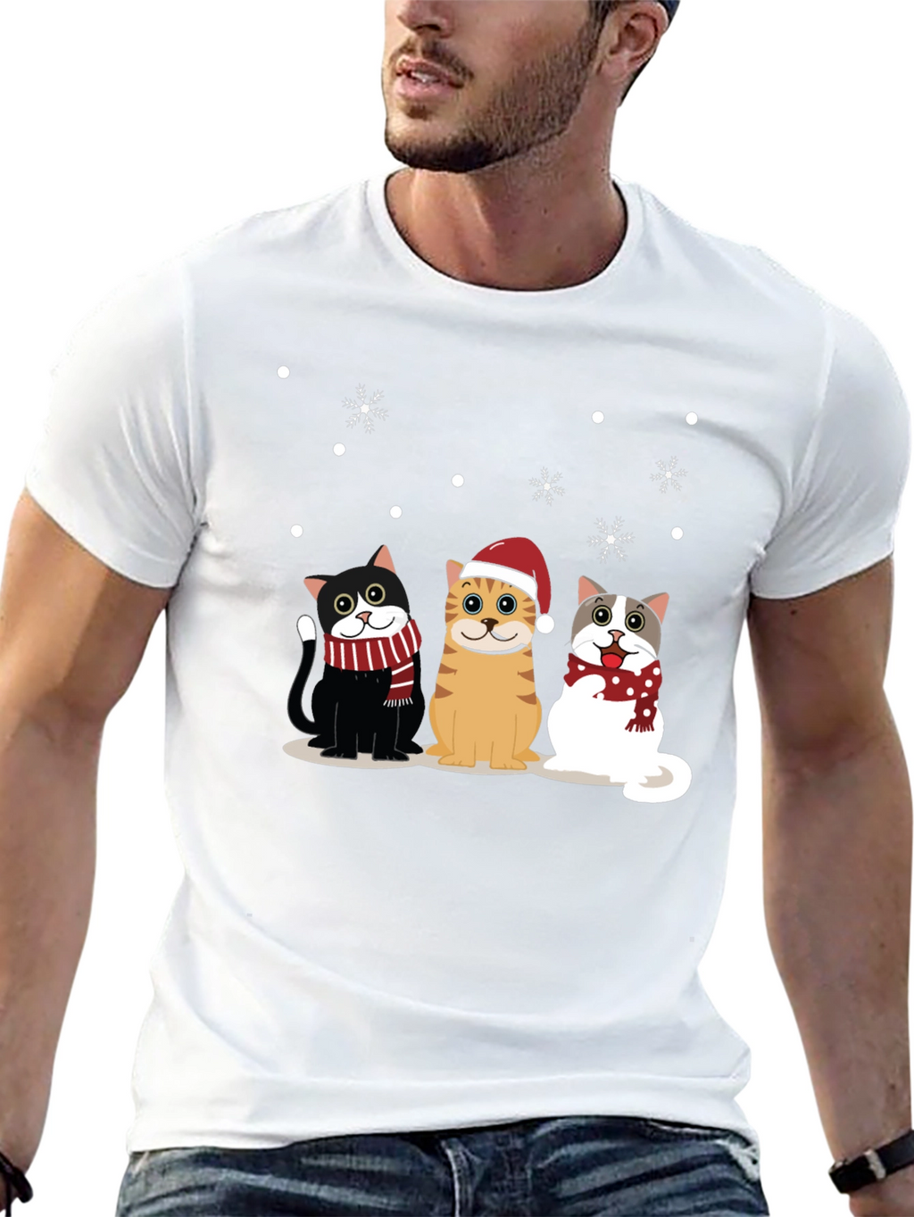 Holiday Cats Black T-Shirt