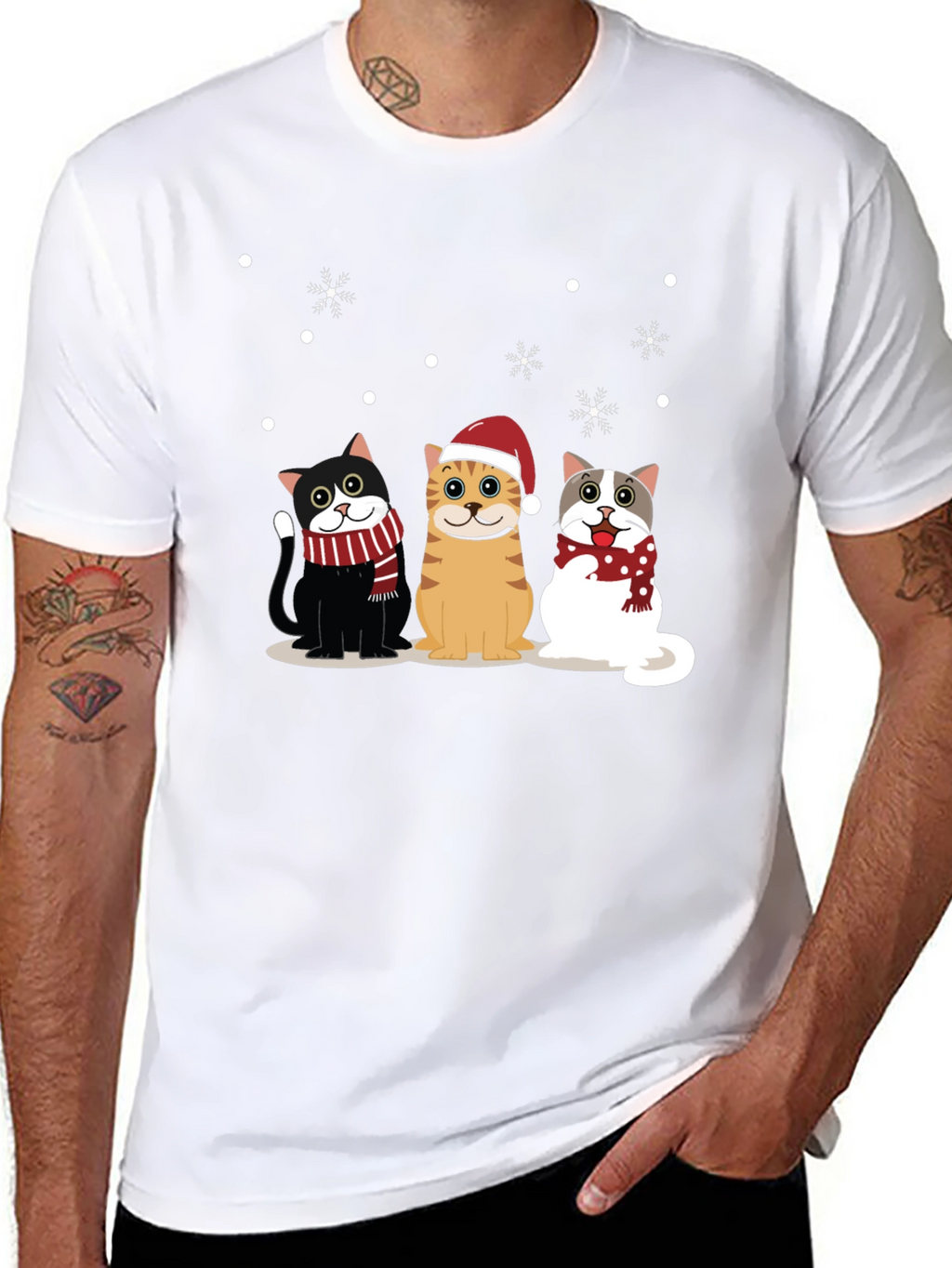 Holiday Cats Black T-Shirt