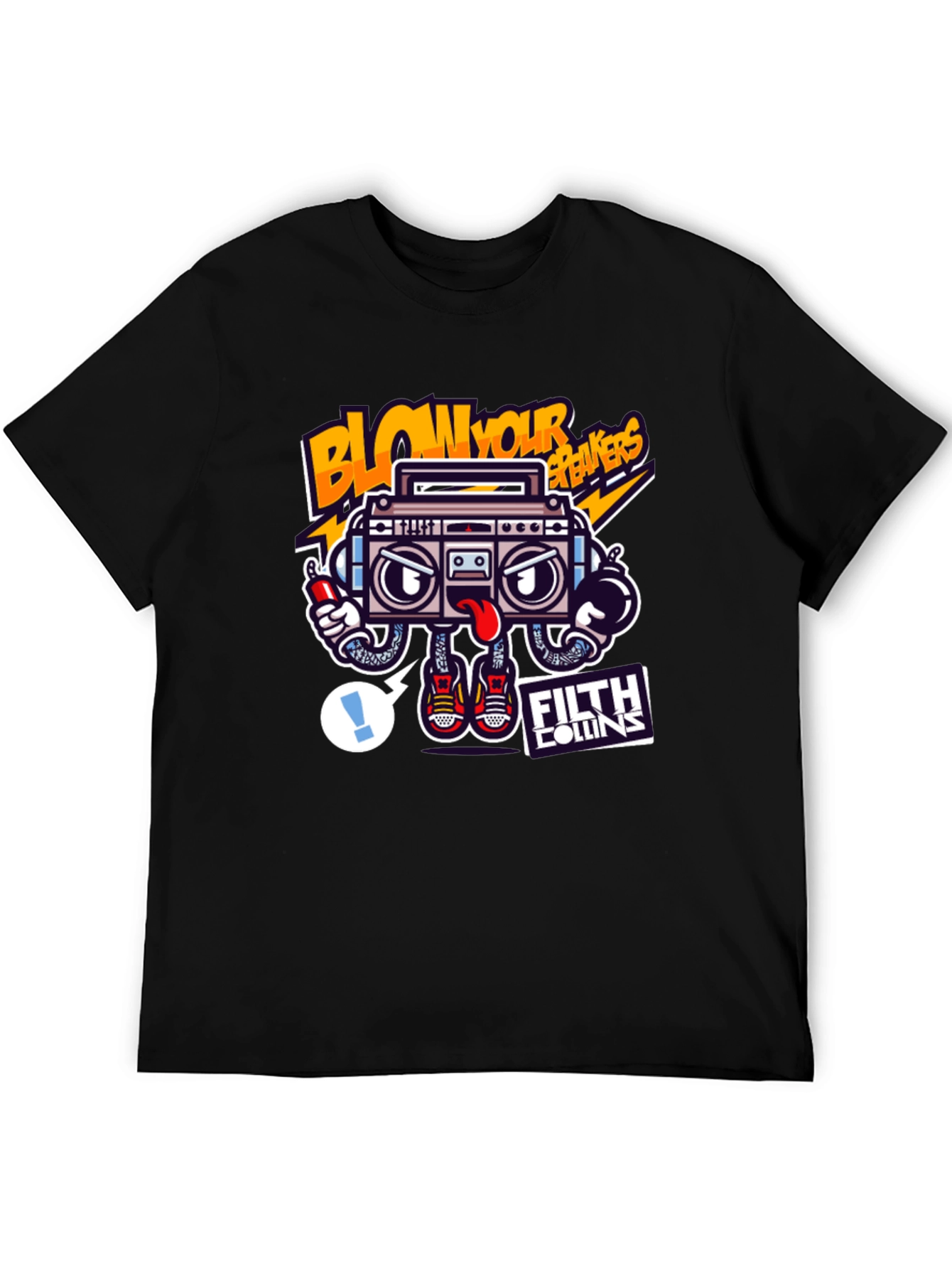 Cartoon Boombox Graphic Tee - Blow Your Breakers