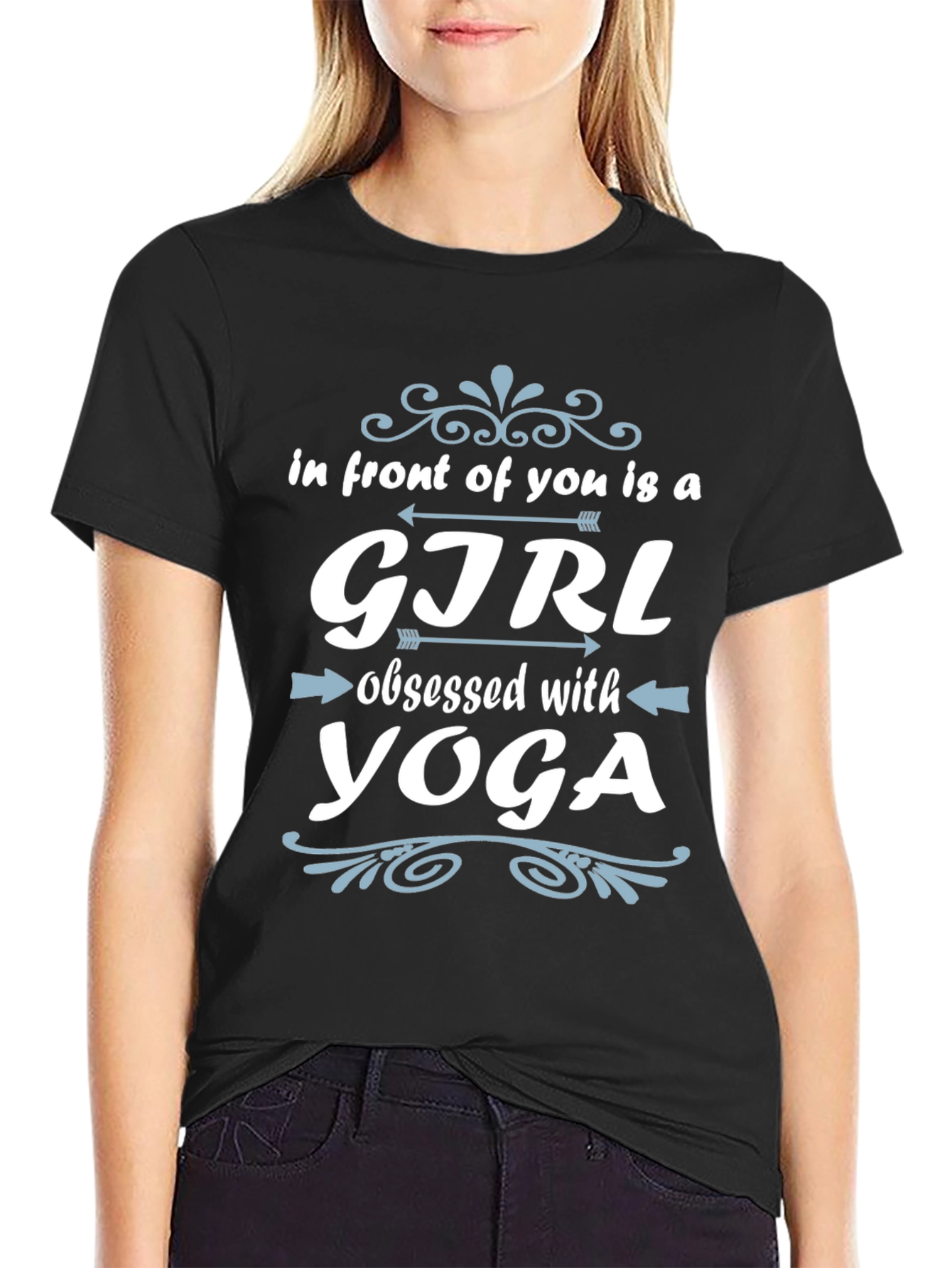 Yoga Obsessed Girl Graphic Tee - Black