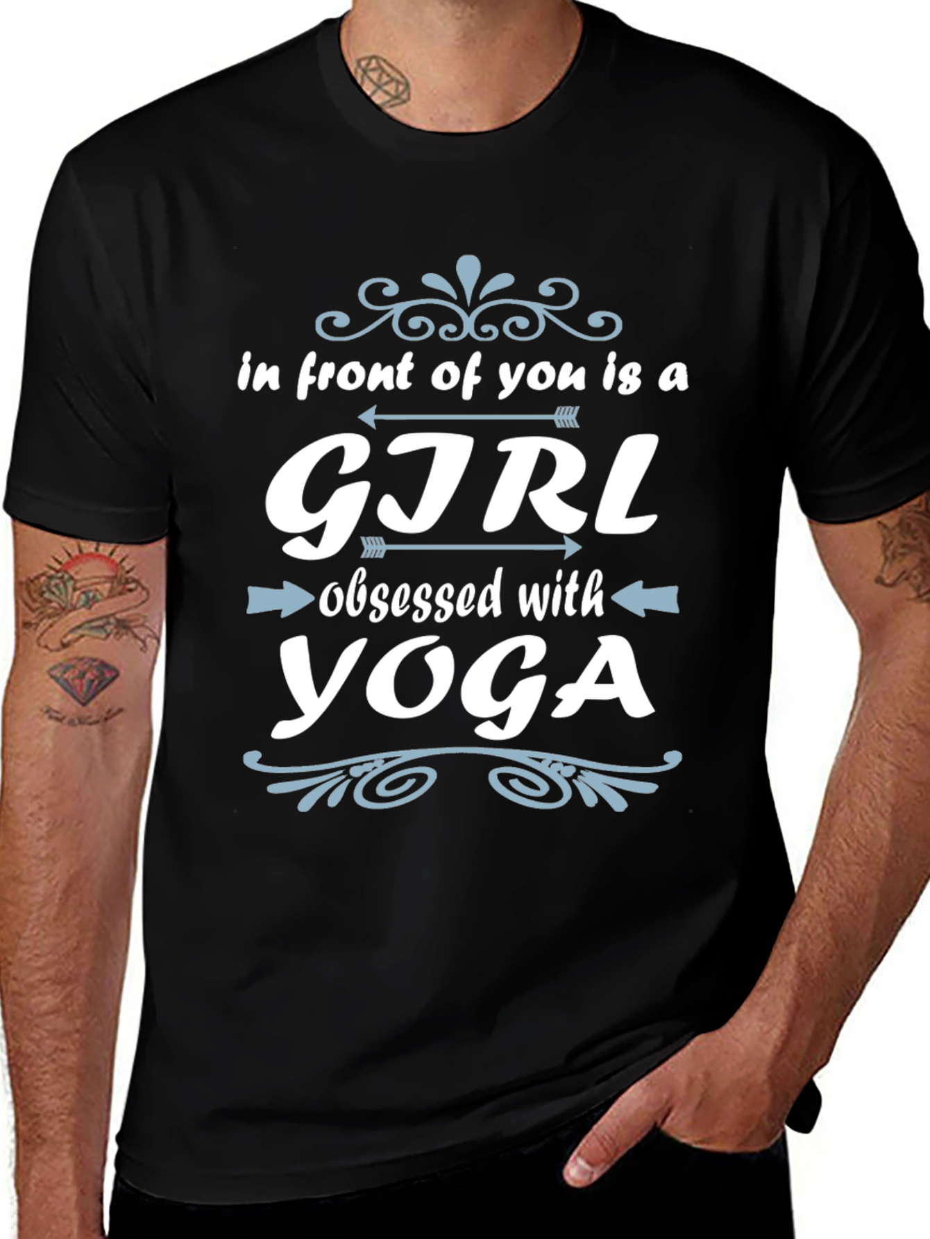 Yoga Obsessed Girl Graphic Tee - Black