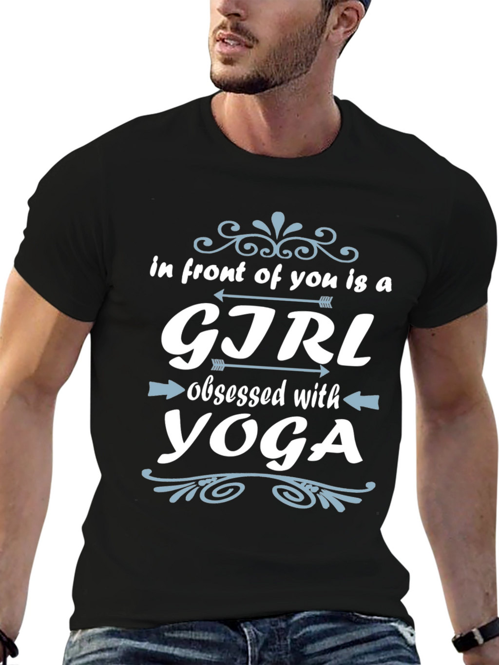 Yoga Obsessed Girl Graphic Tee - Black