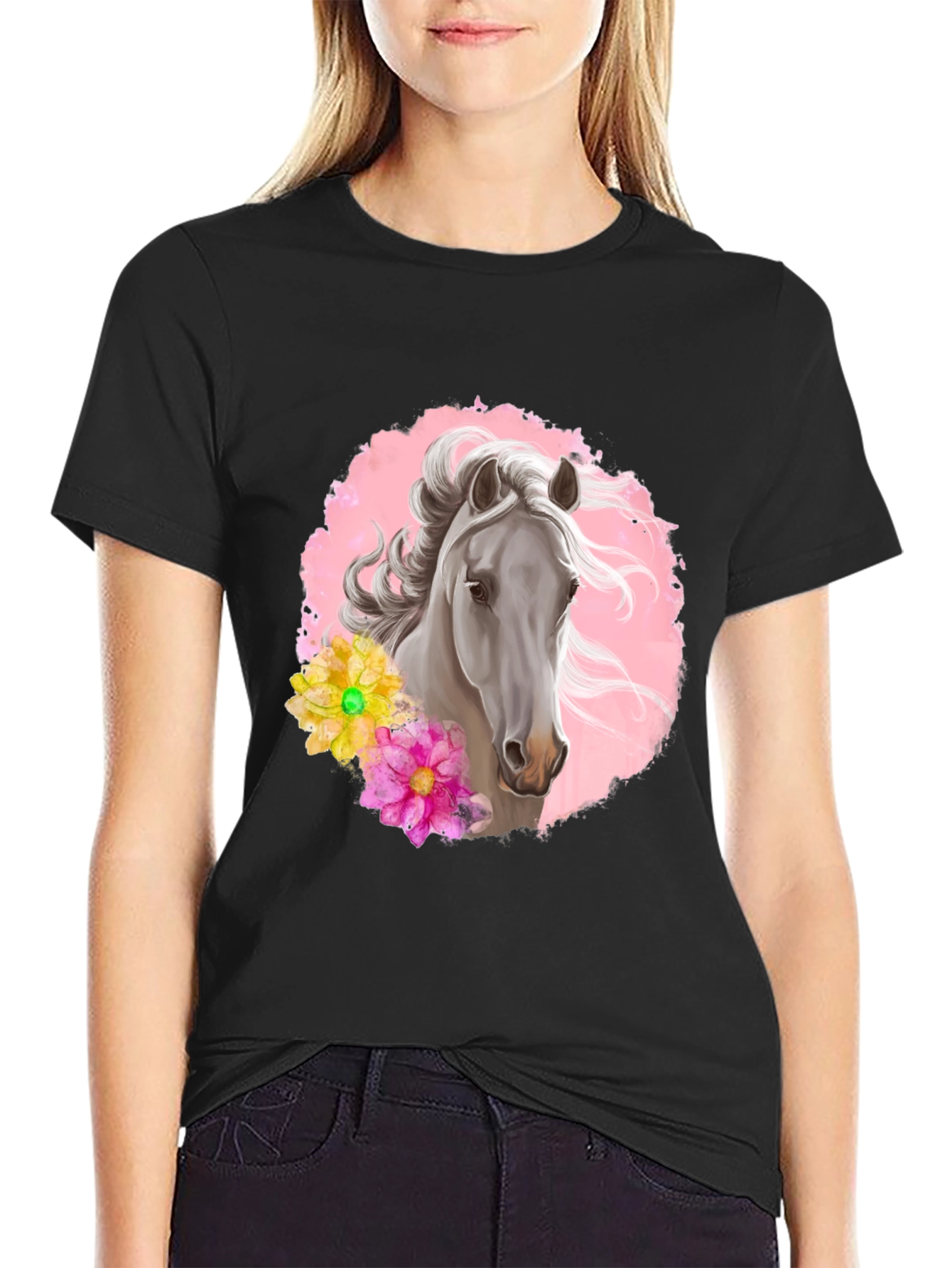 Horse & Floral Graphic Tee - Stylish Mens Shirt