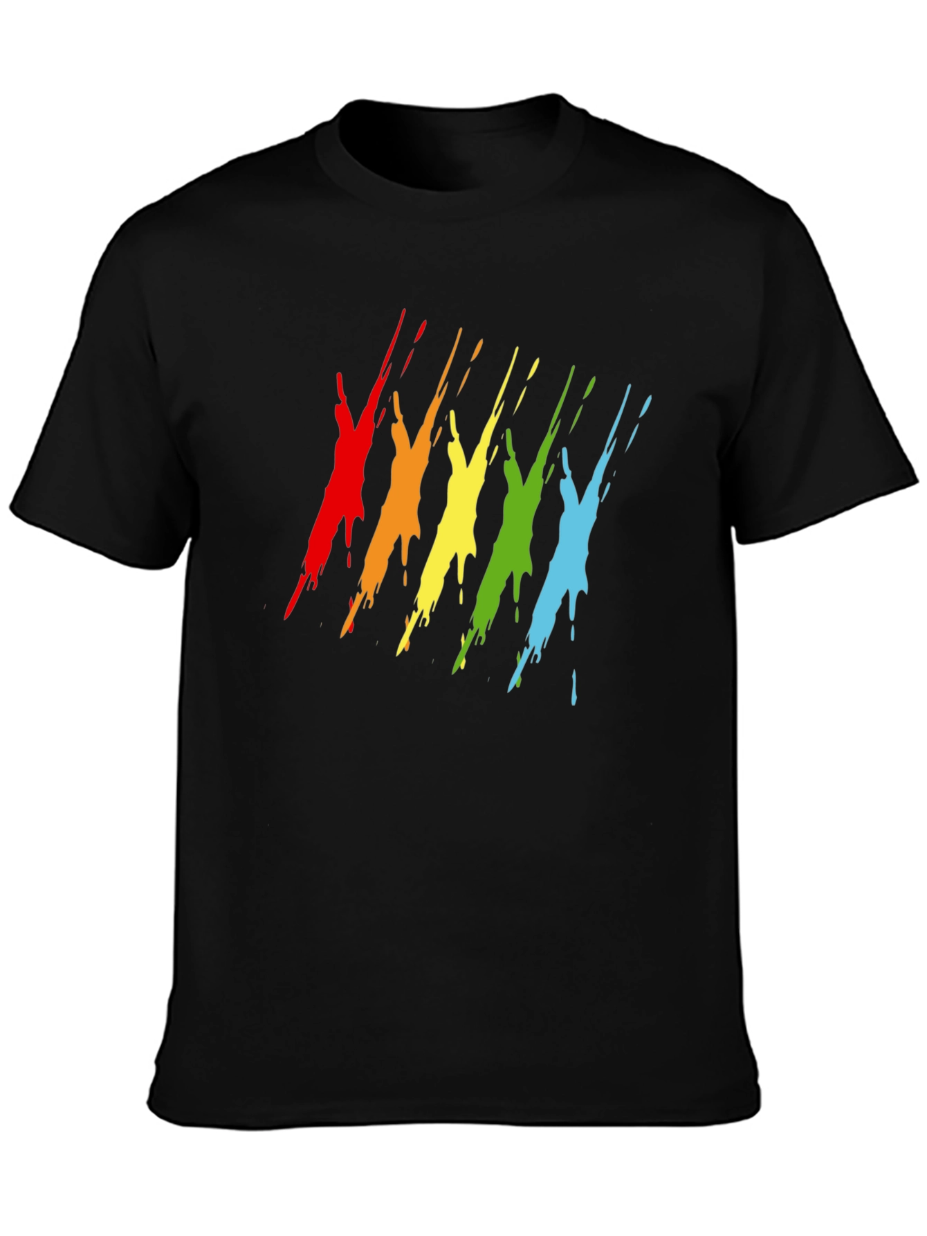 Rainbow Splash Graphic Tee - Mens Black T-Shirt