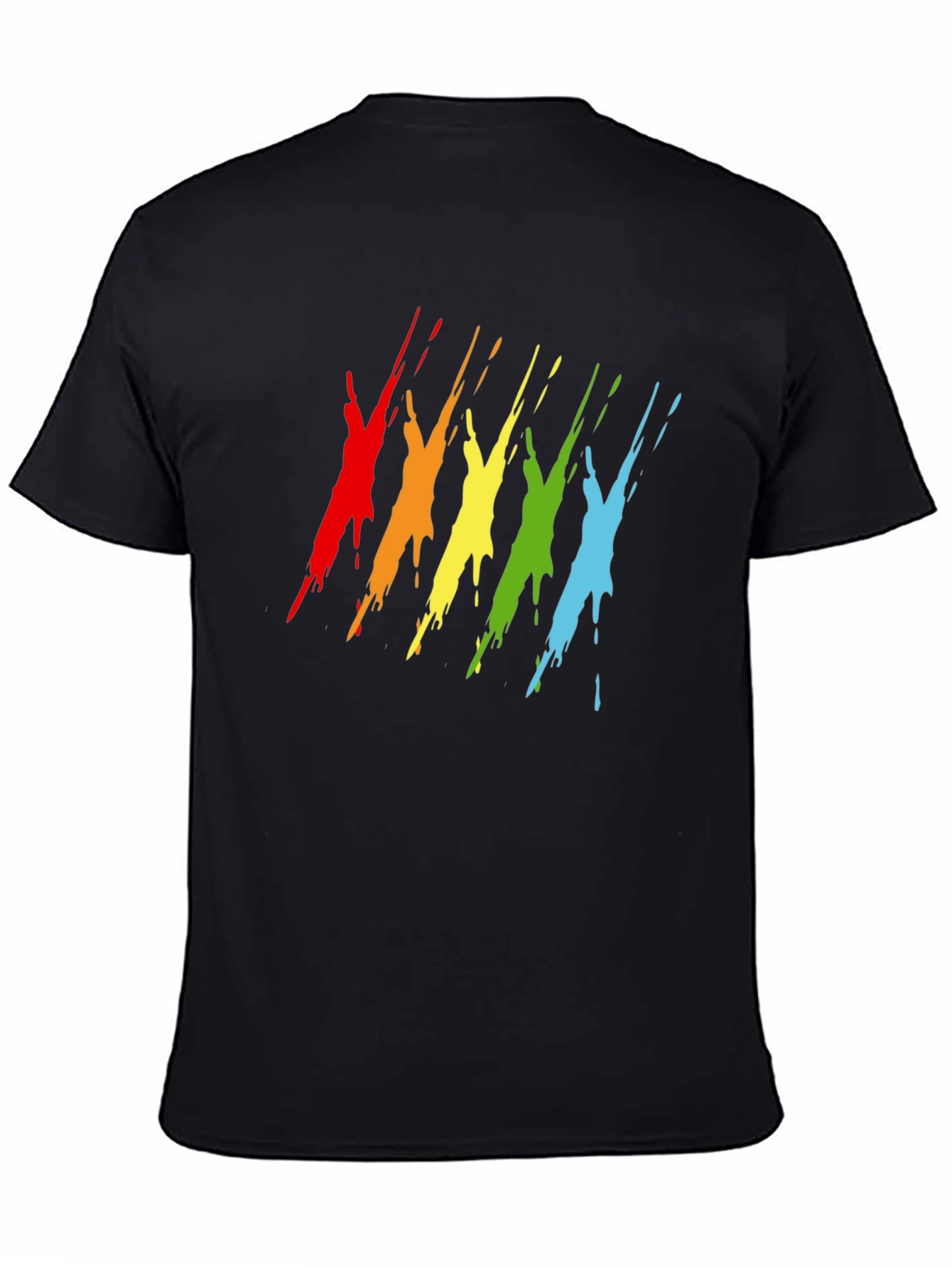 Rainbow Splash Graphic Tee - Mens Black T-Shirt