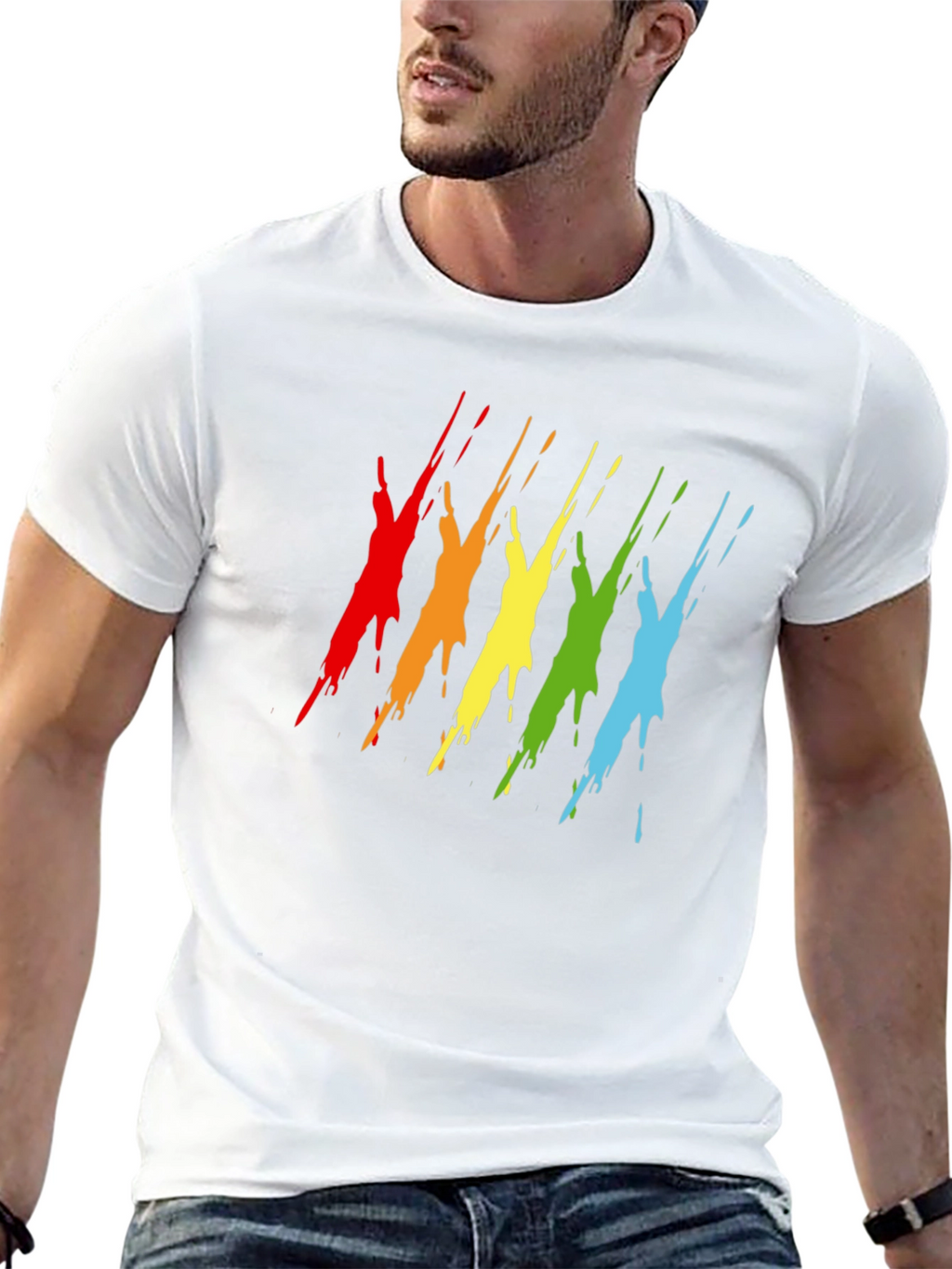 Rainbow Splash Graphic Tee - Mens Black T-Shirt