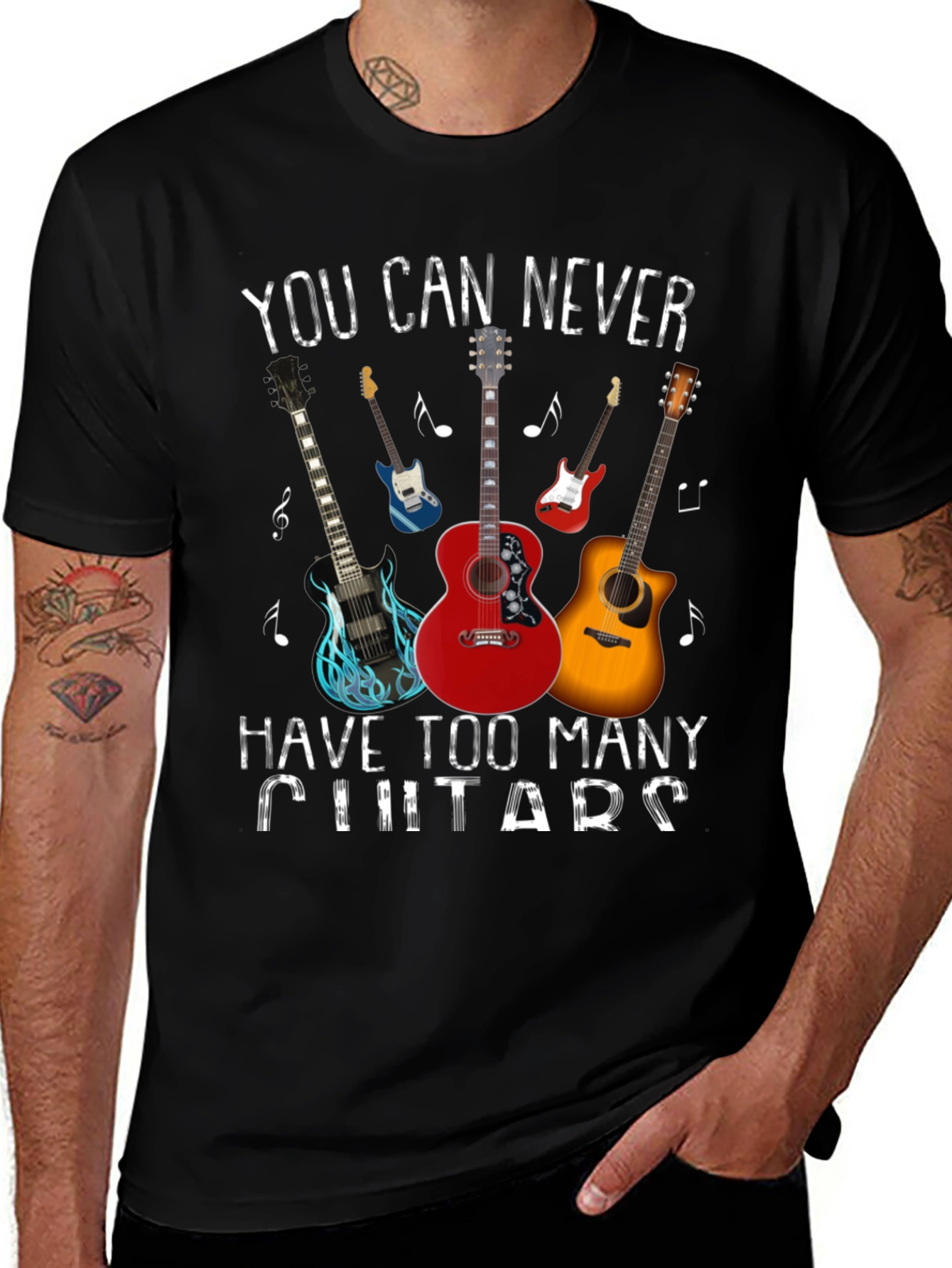 Guitar Lover T-Shirt: Never Too Many Guitars