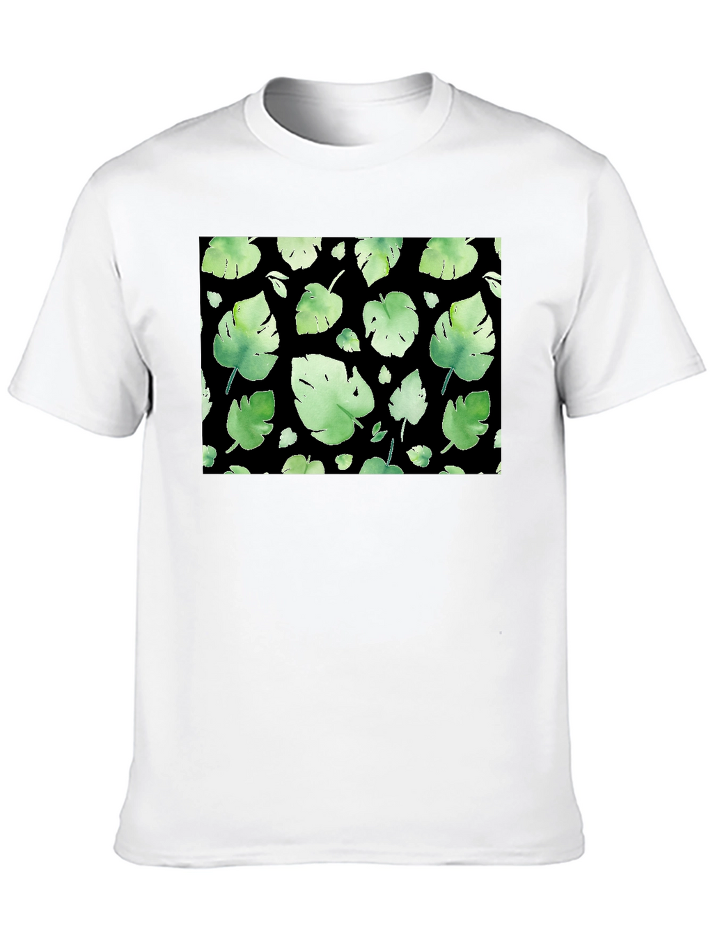 Leaf Pattern Black T-Shirt