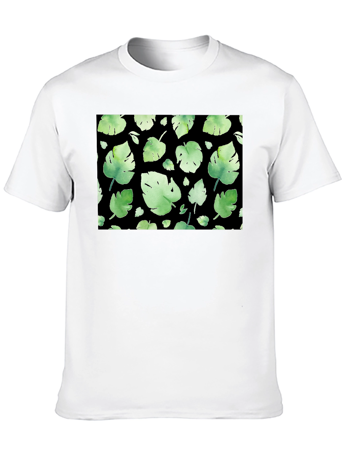 Leaf Pattern Black T-Shirt