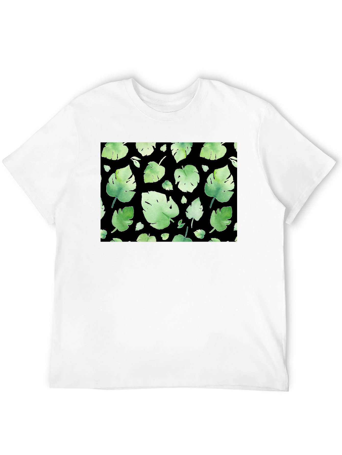 Leaf Pattern Black T-Shirt