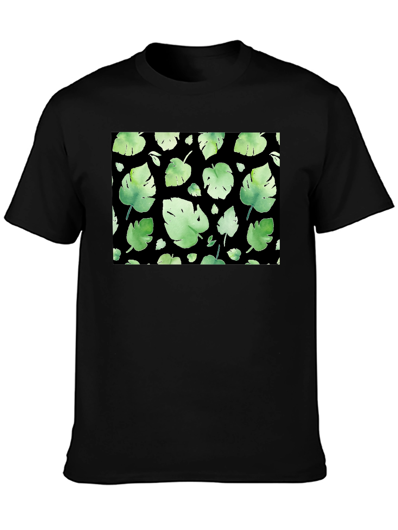 Leaf Pattern Black T-Shirt
