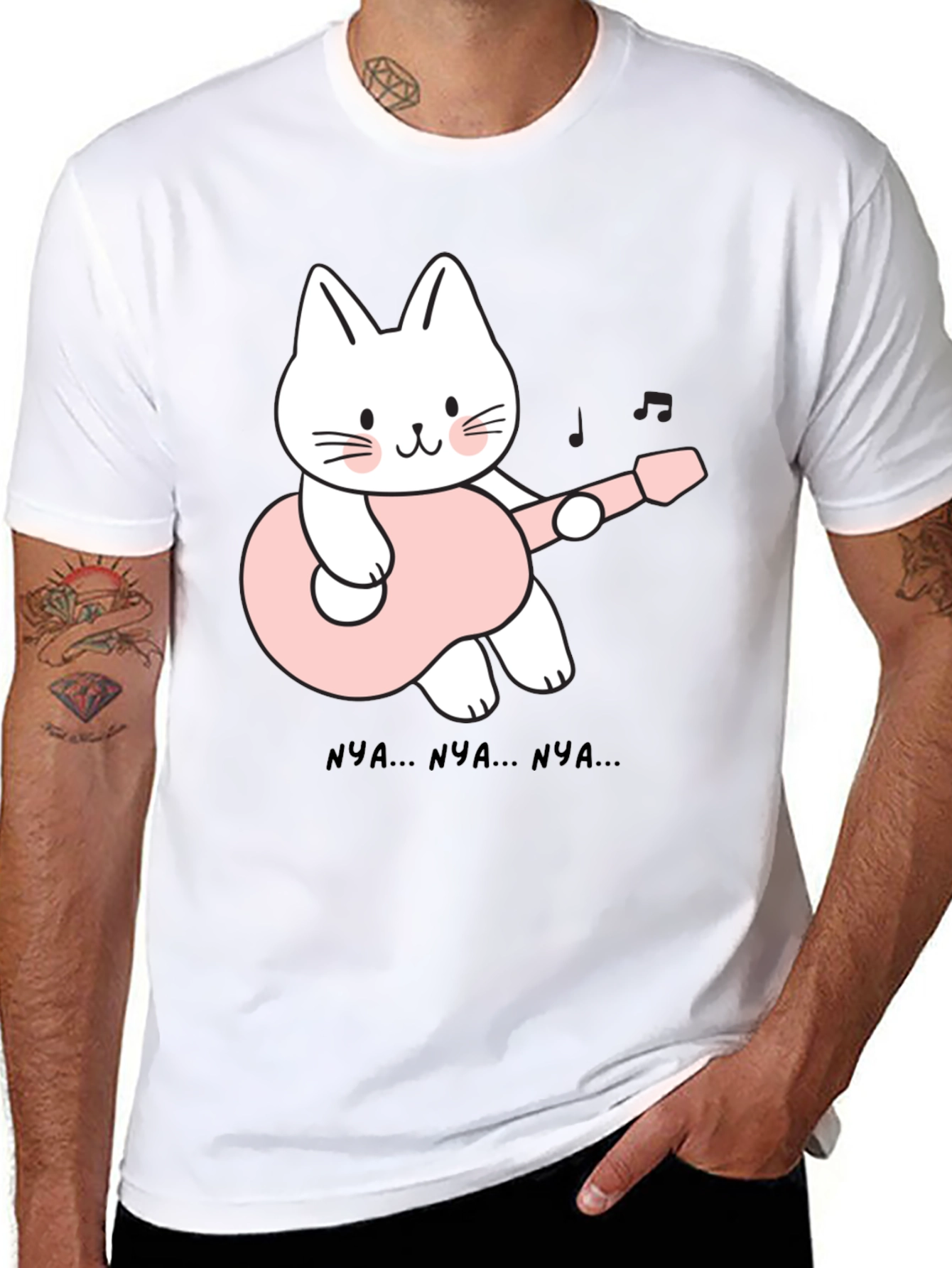 Cat Guitarist Black T-Shirt
