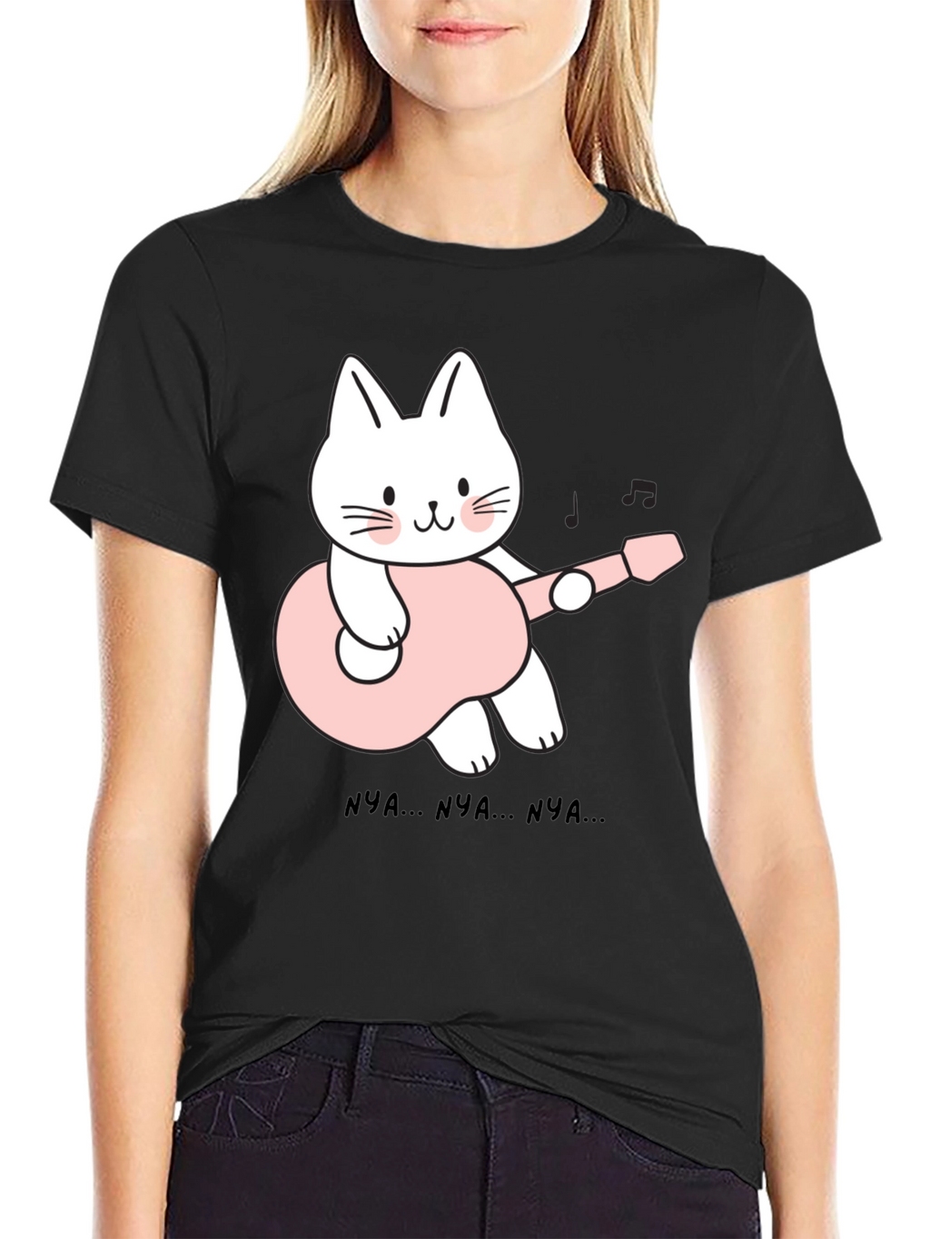 Cat Guitarist Black T-Shirt