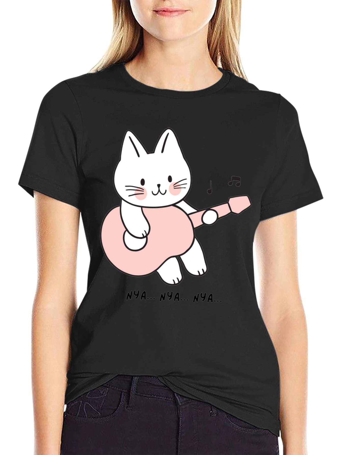 Cat Guitarist Black T-Shirt