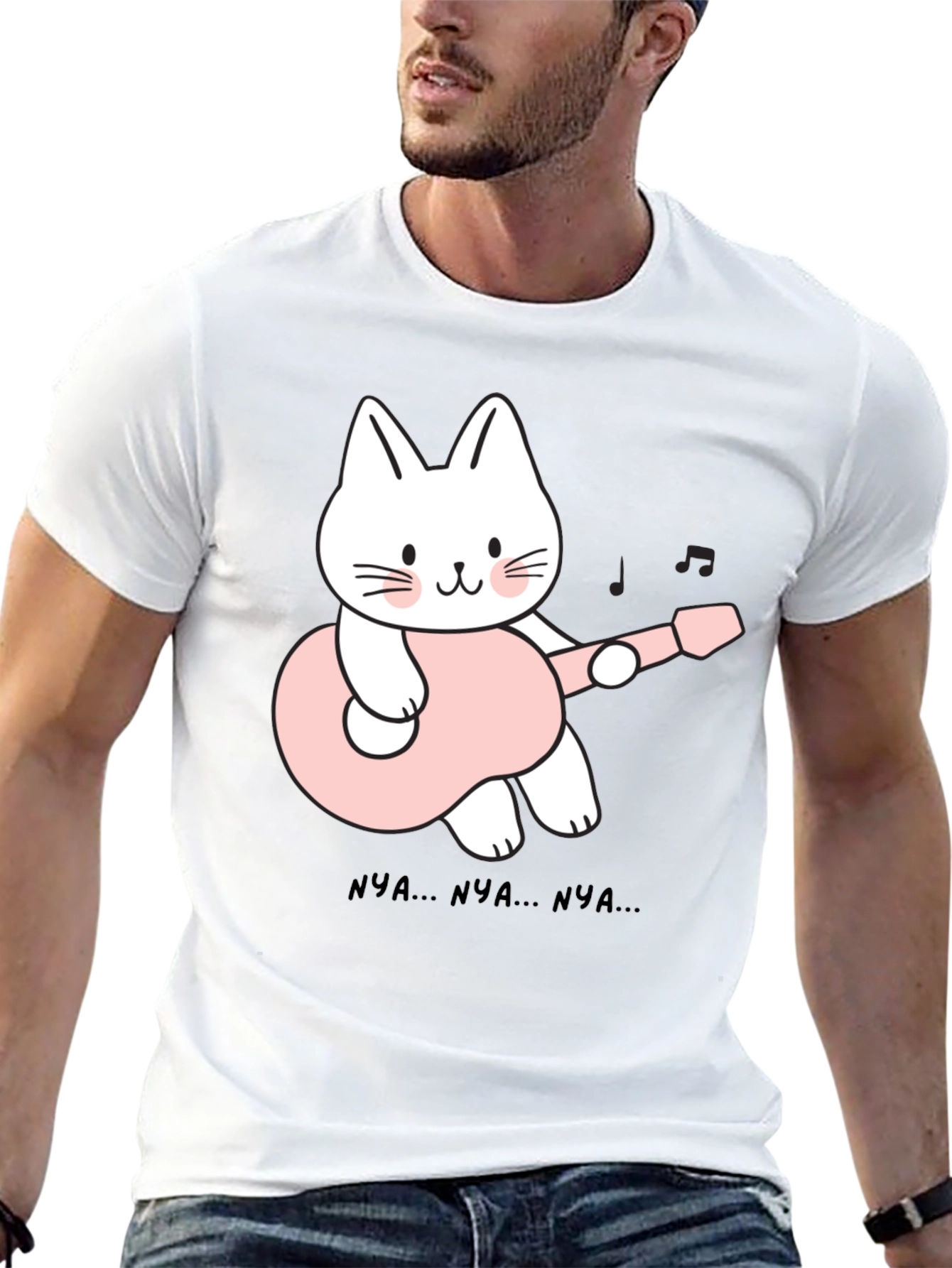 Cat Guitarist Black T-Shirt