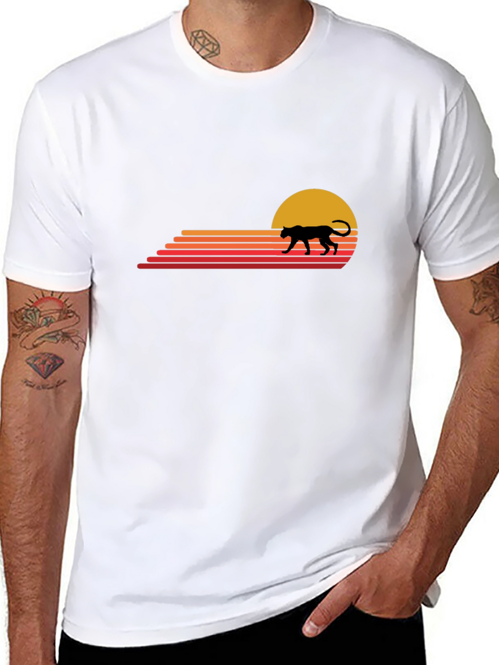 Retro Sunset Panther Graphic T-Shirt