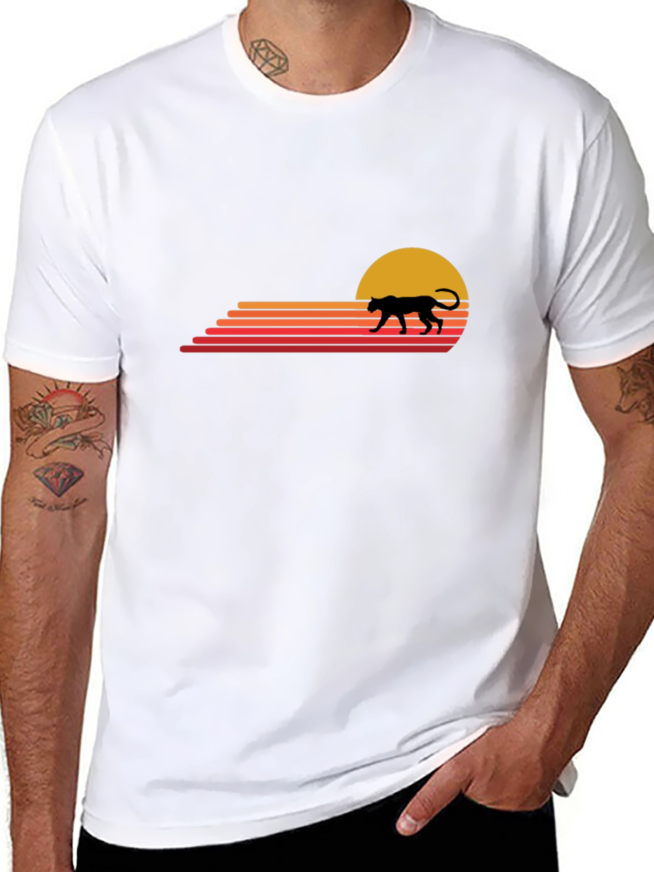 Retro Sunset Panther Graphic T-Shirt
