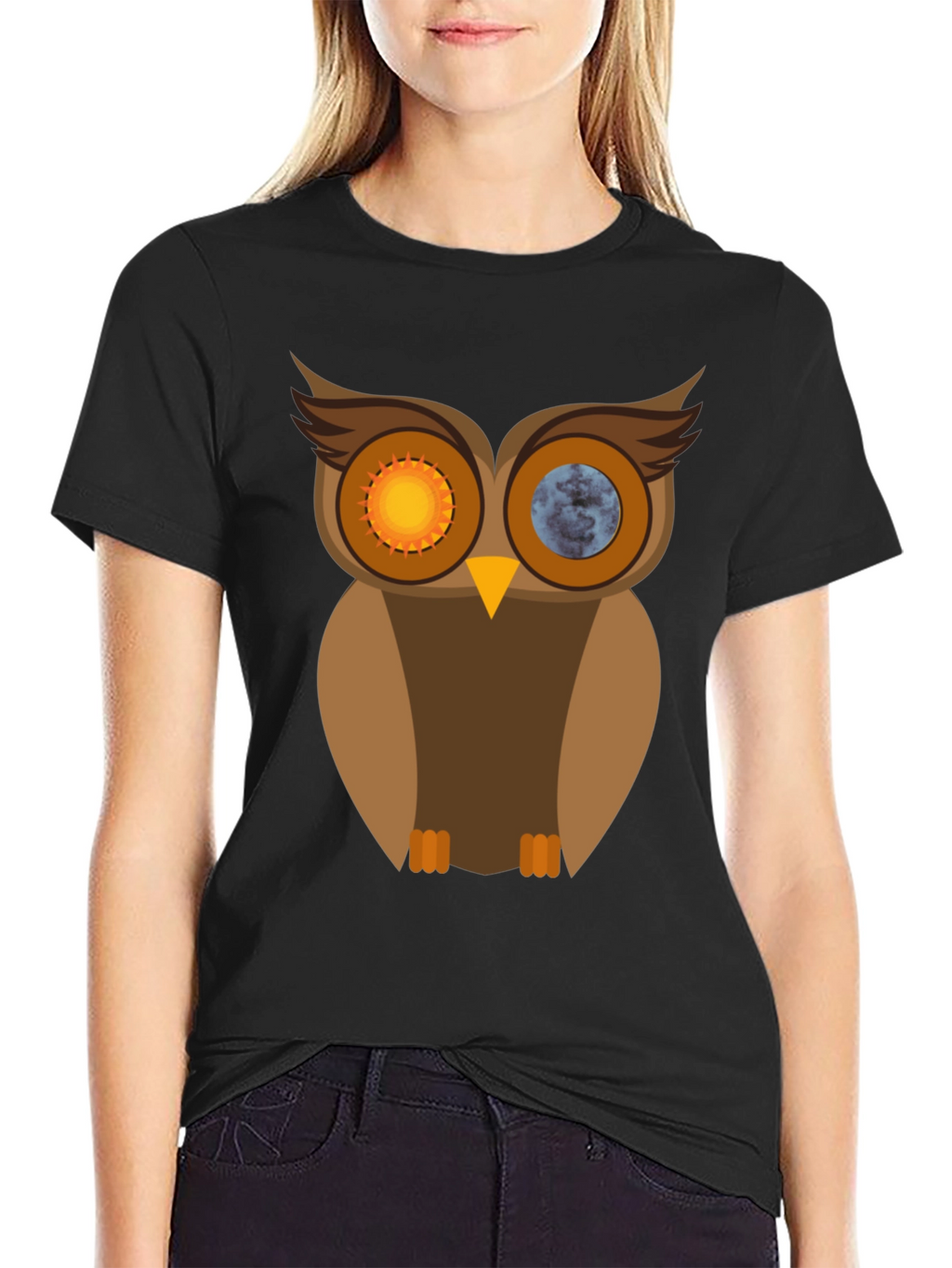 Sun & Moon Owl Graphic T-Shirt