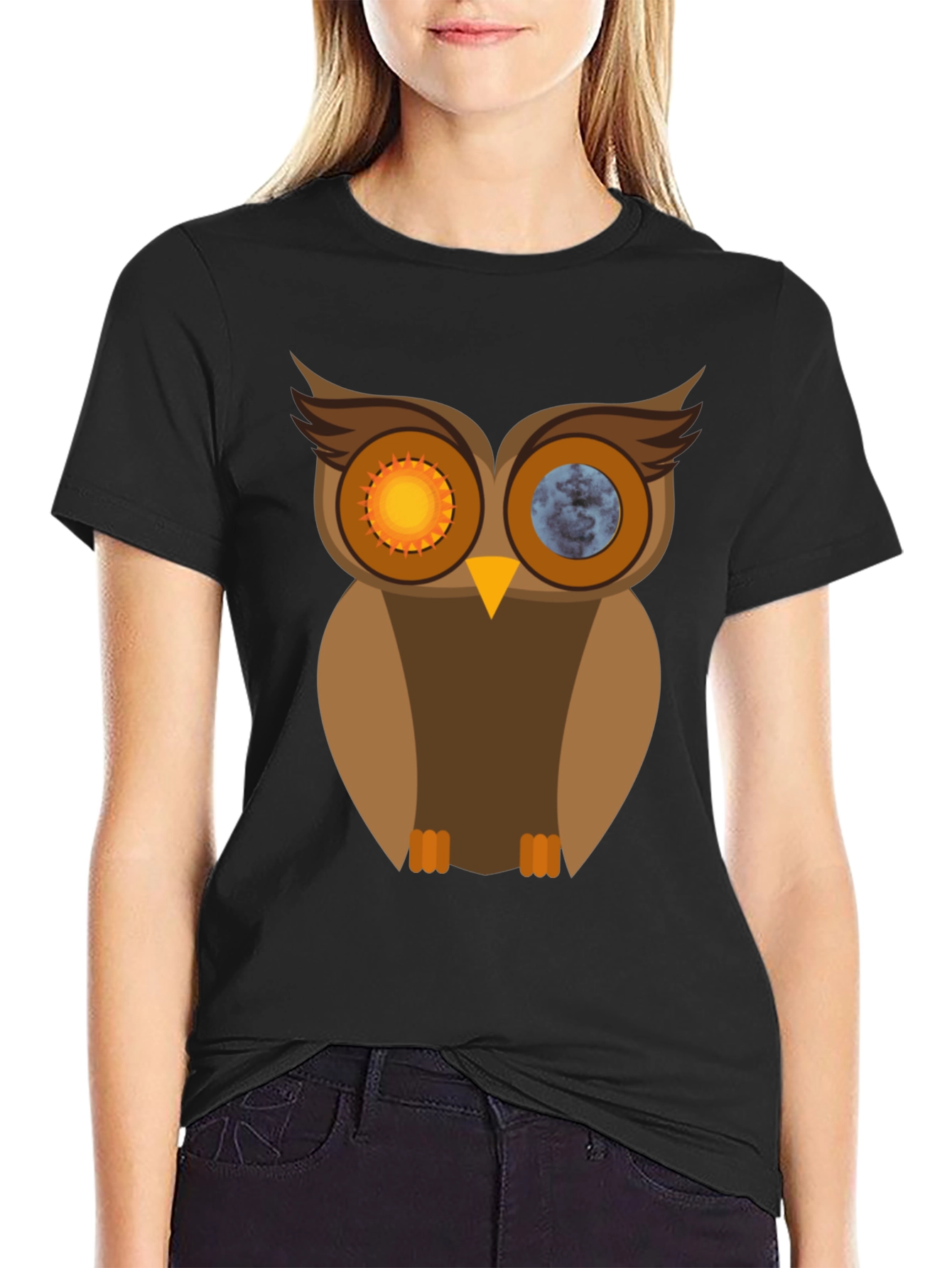 Sun & Moon Owl Graphic T-Shirt