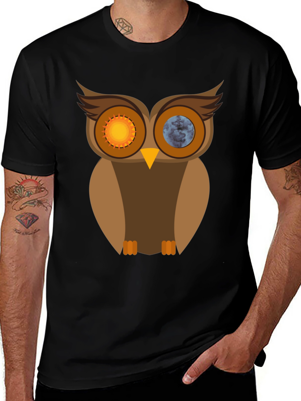 Sun & Moon Owl Graphic T-Shirt