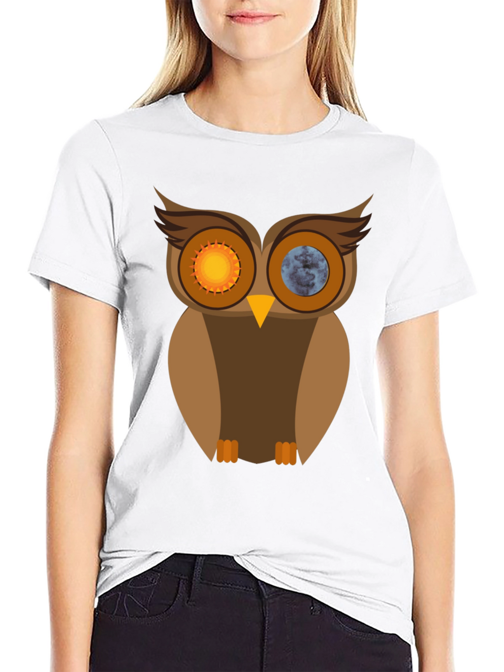 Sun & Moon Owl Graphic T-Shirt