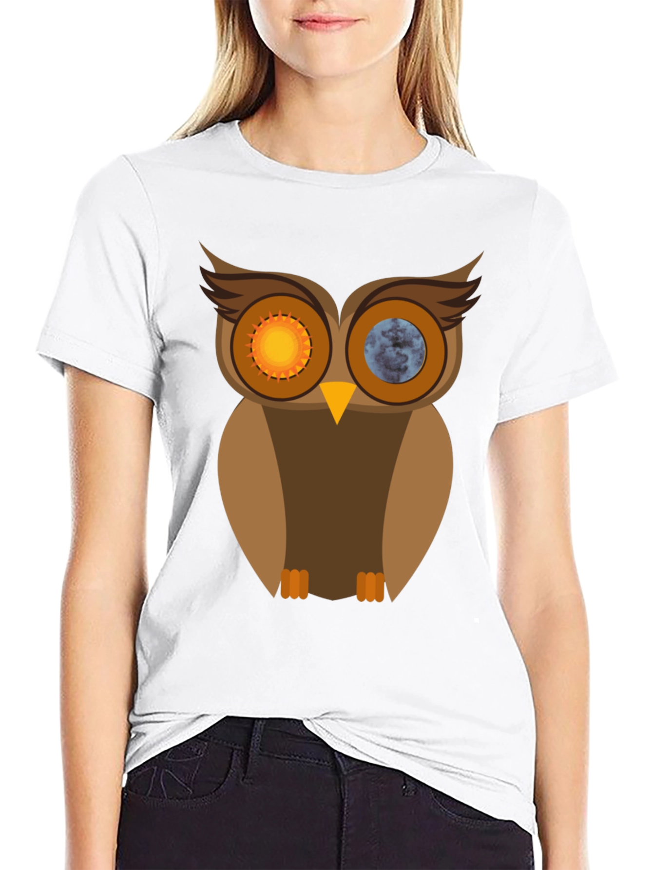 Sun & Moon Owl Graphic T-Shirt