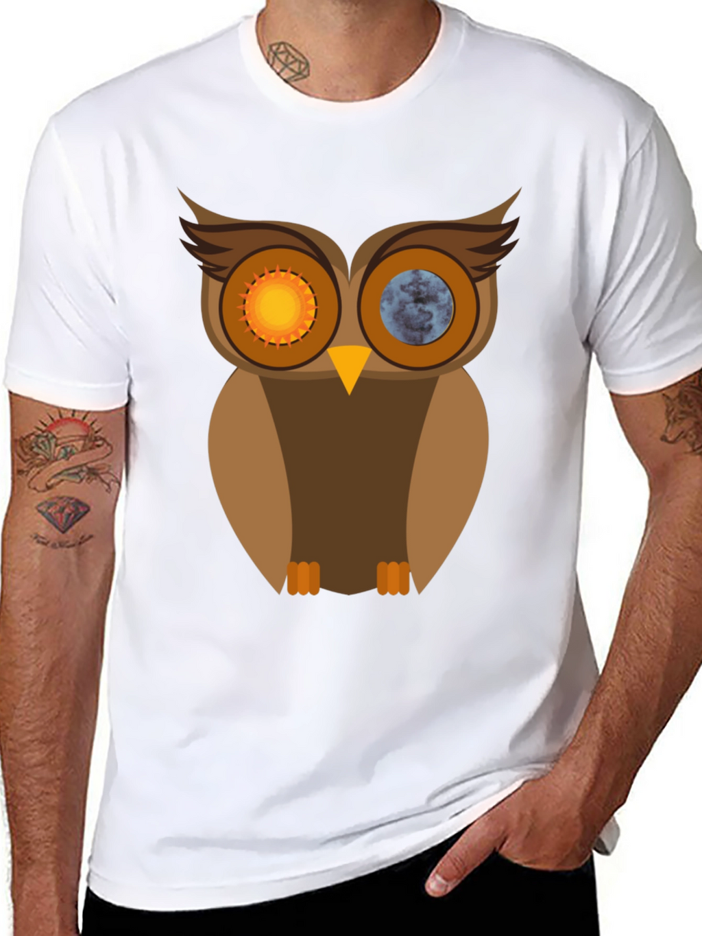 Sun & Moon Owl Graphic T-Shirt