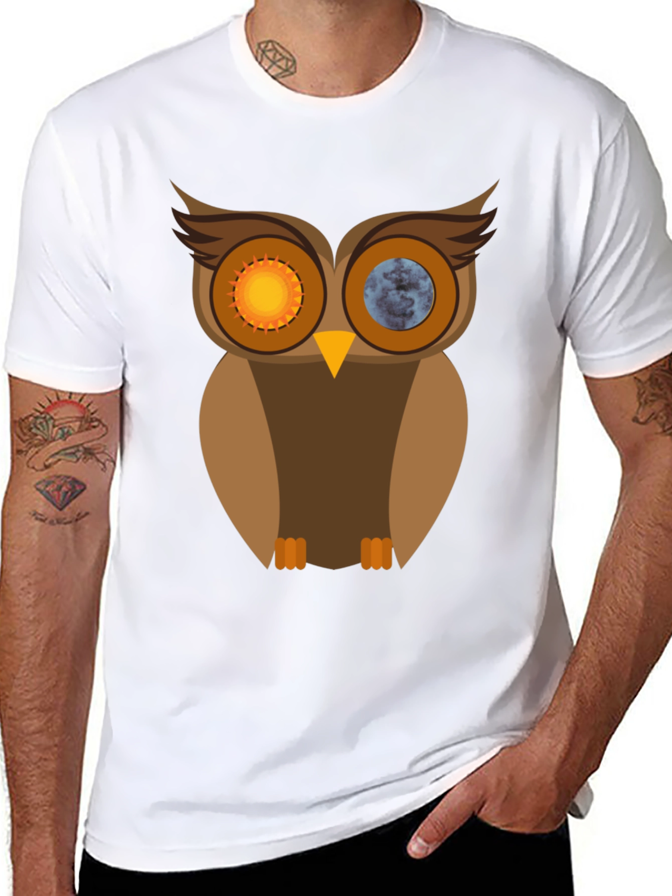 Sun & Moon Owl Graphic T-Shirt