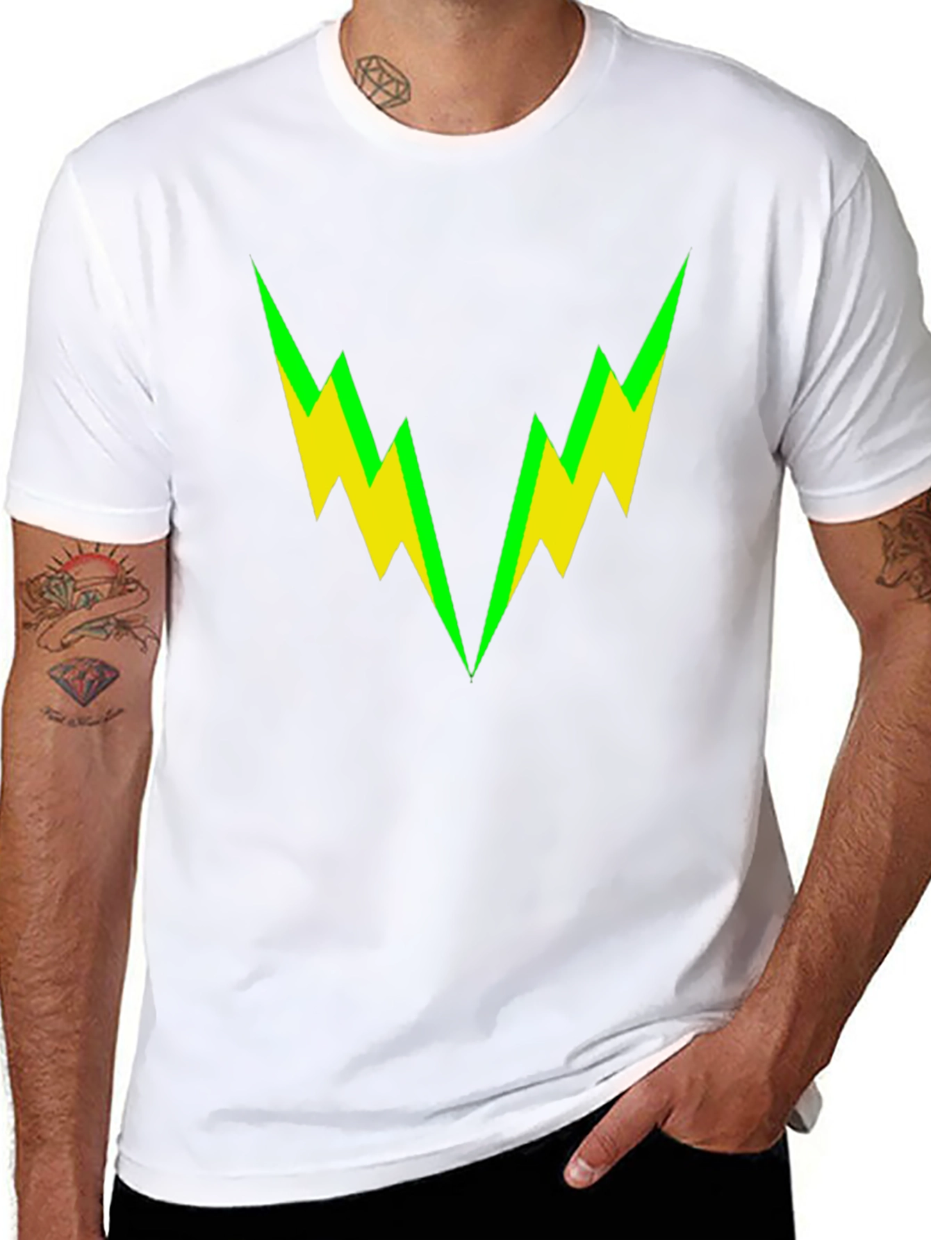 Bold Lightning Bolt Graphic Tee - Black